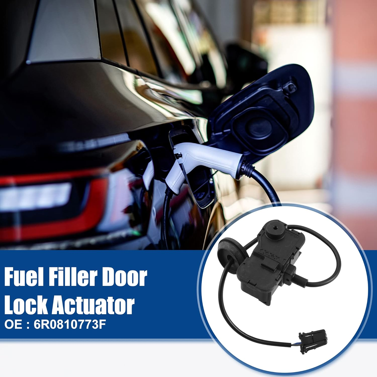 X AUTOHAUX Fuel Tank Cap Door Lock Actuator Fit for VW Polo 2013-2018 6R0810773F - Pack of 1 Black image number 1