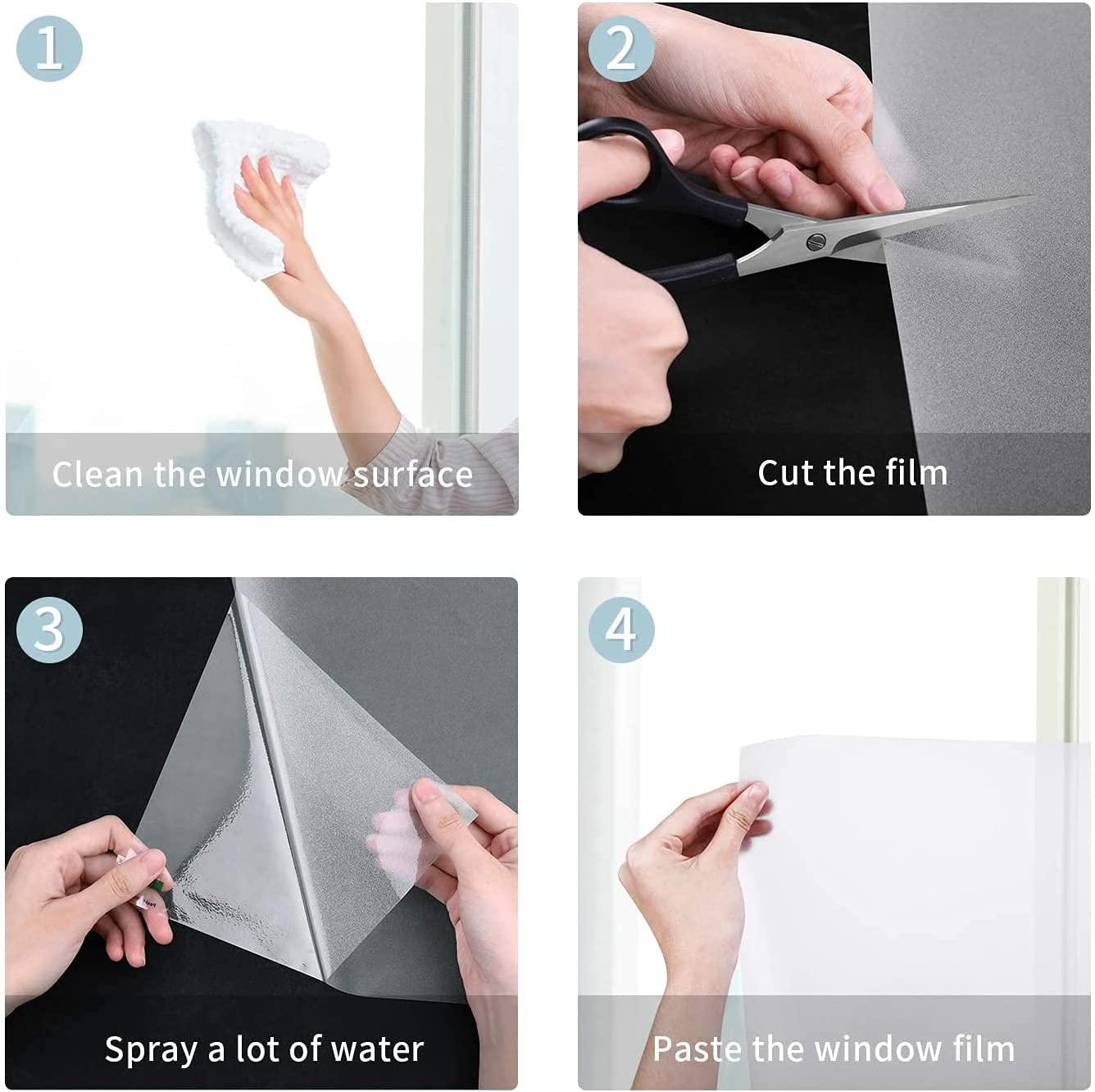 Blackout Window Film 44.5 X 200CM,H HOME-MART Privacy Window Film No Glue Smooth Window Tint Glass Sticker for Home Office Static Anti-Uv Window Paper Decorative for Bathroom,Matt Black 17.7X78.7Inch image number 1