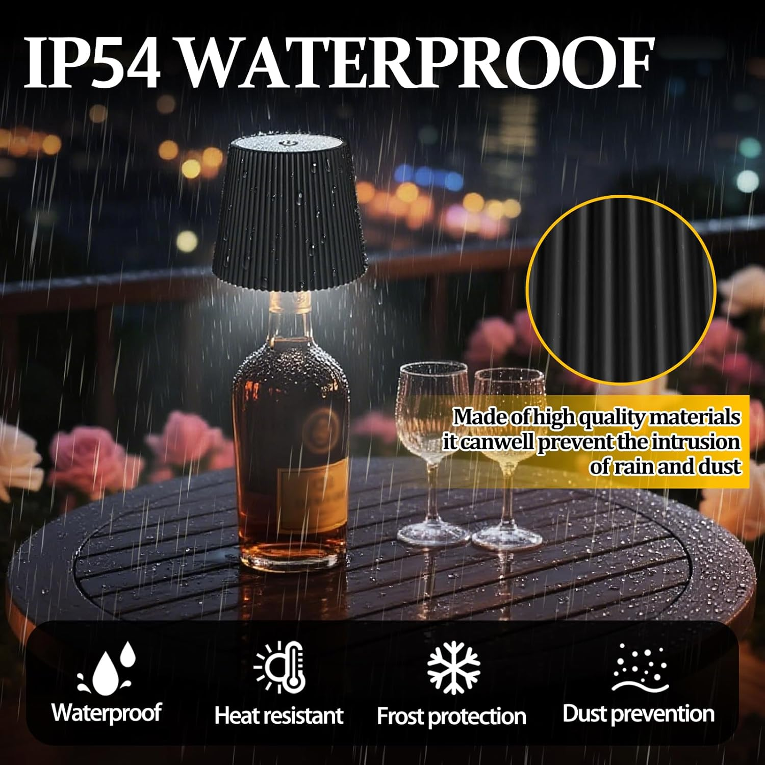 Bottle Lamp Attachment LED Rechargeable, 3 Adjustable Colour Temperature Modes, Touch Bottle Lamp, Protection Class IP54, Wireless USB Rechargeable Table Lamps, for Restaurant, Bedroom, Garden, Bar image number 6