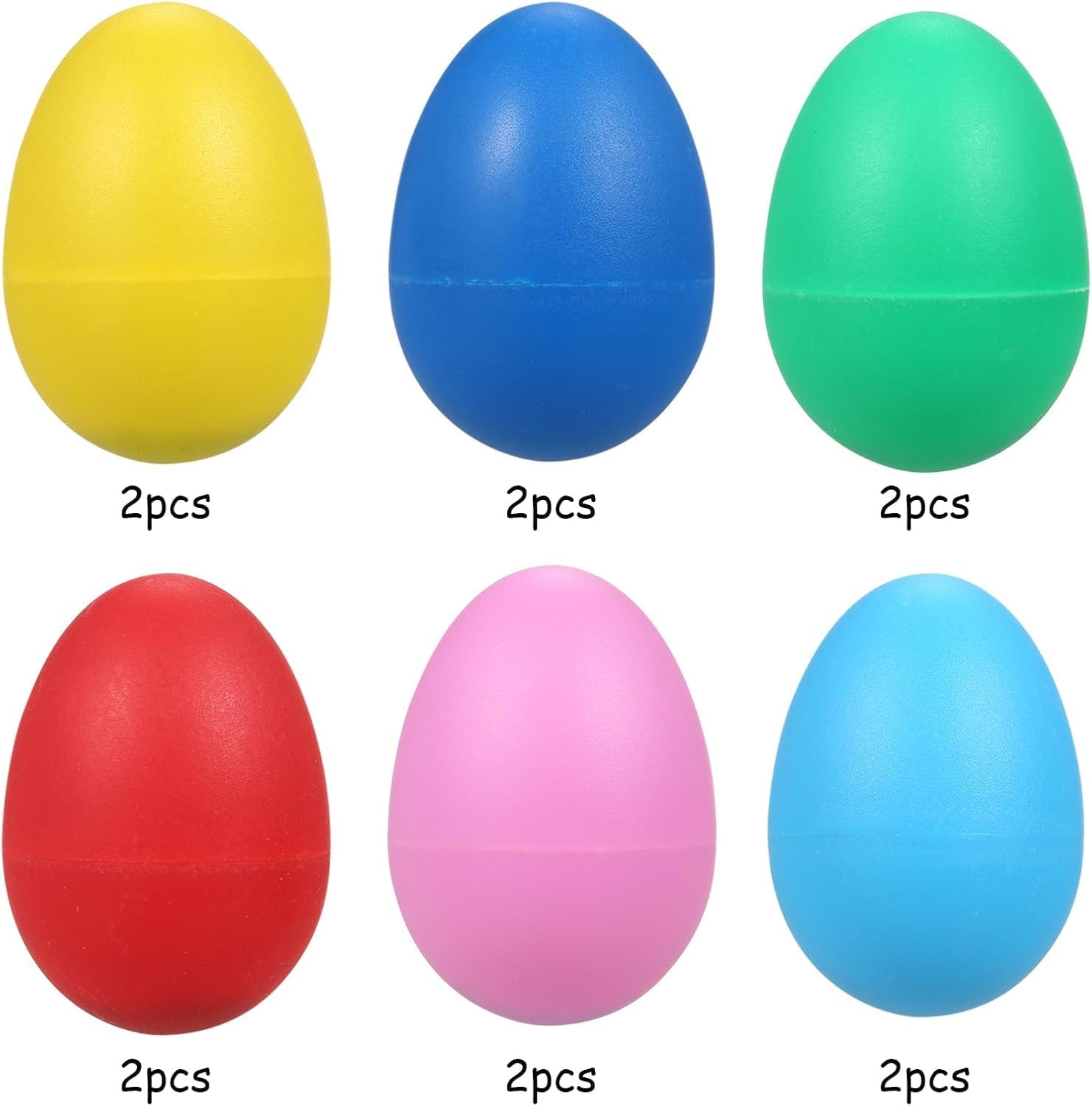 12 Pieces Egg Shakers Musical Instruments Percussion Egg for Plastic Easter Egg Shaker for Learning DIY Painting, Classroom Music, Rhythm, 6 Colors image number 3