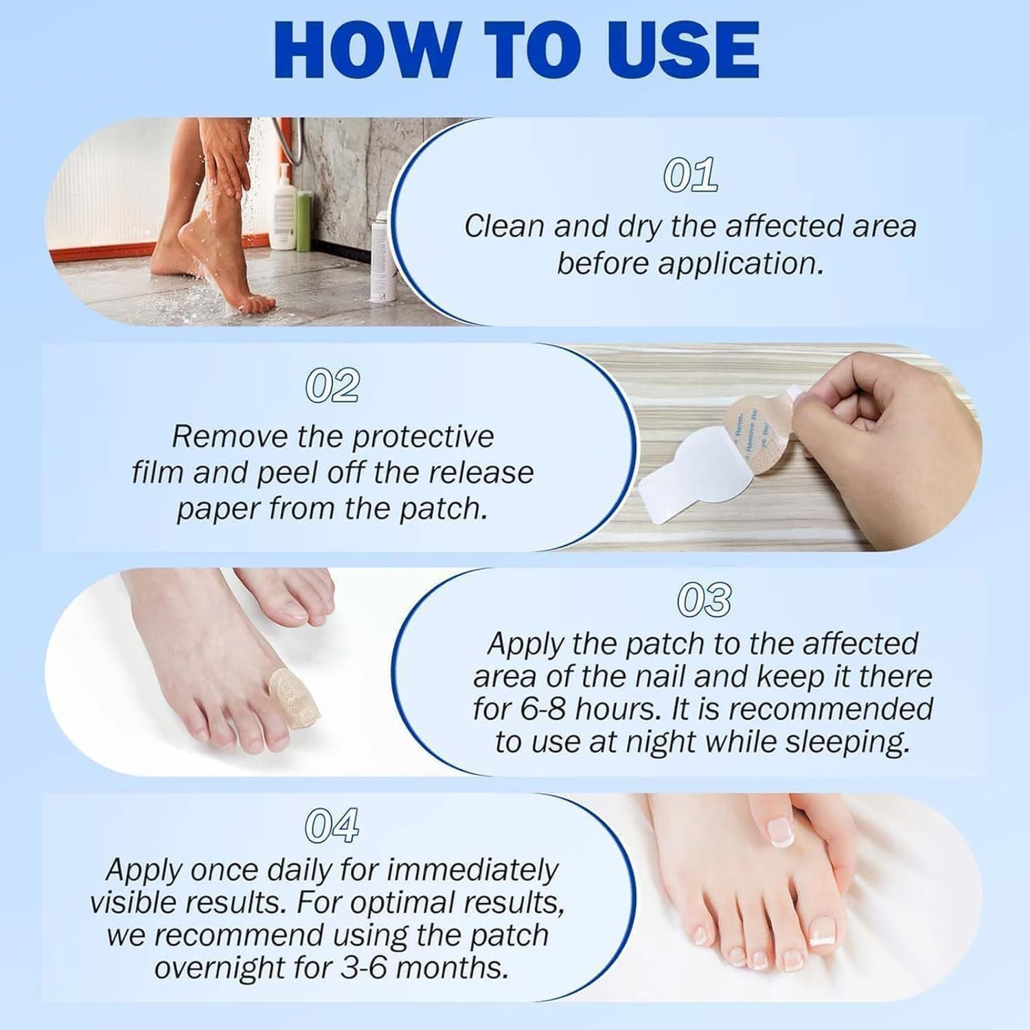 Fungal Nail Patches, Toenail Treatment Patch, Nail Repair for Damaged Nails, Improve Toenail Texture, Restore Discoloration and Thickness, Suitable for Both Men and Women