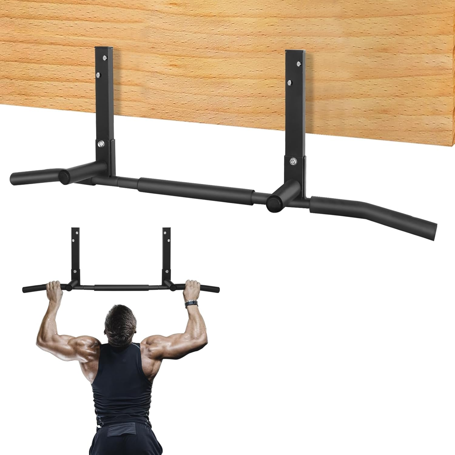 Raylove Pull up Bar 440 Pounds Max Weight Capacity - Heavy Duty Steel Multi-Grip Strength Training Bar for Ceiling/Overhead Mount, Chin-Up & Pull-Up Fitness Trainer for Home Gym, Men & Women image number 3