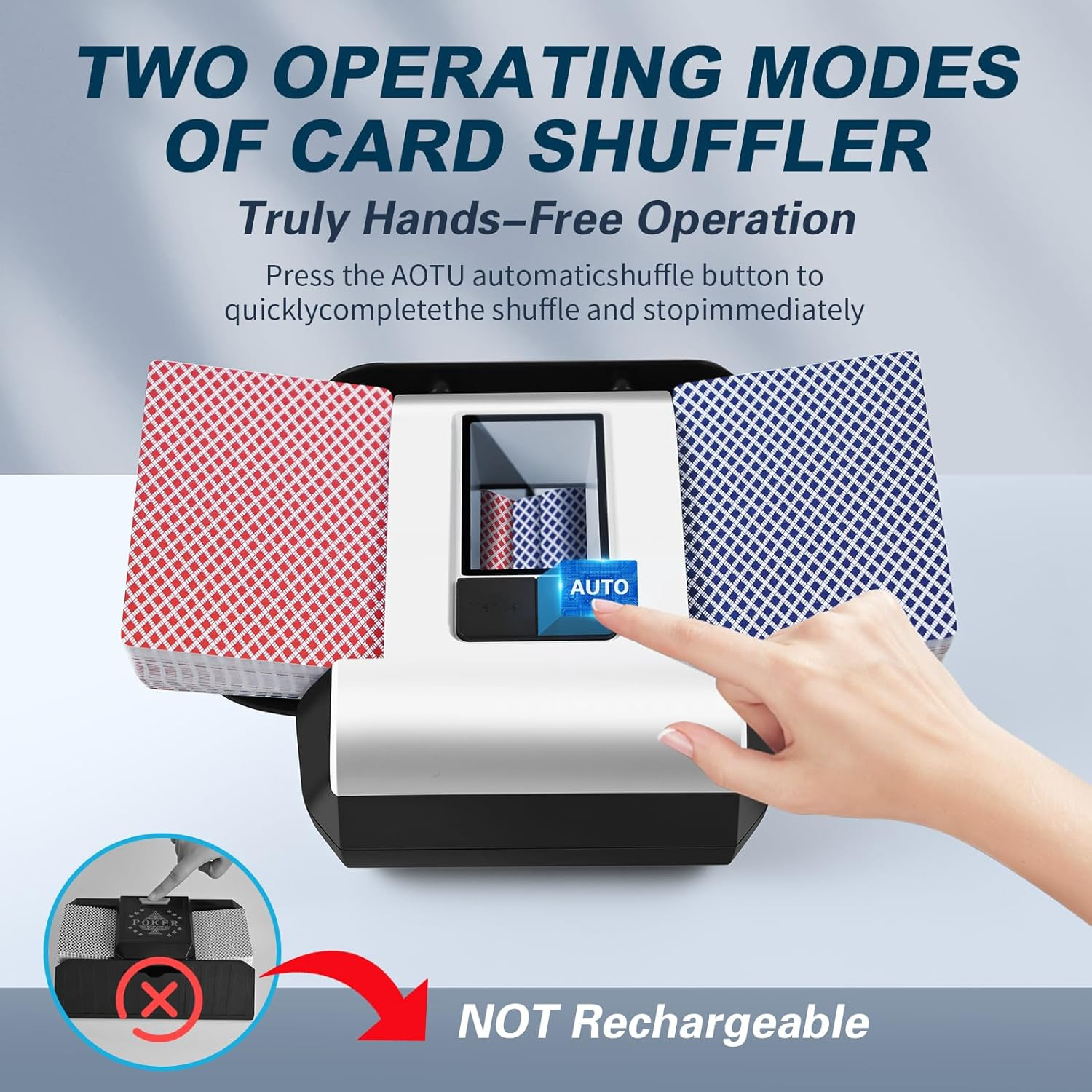 CARDSPIN UNO Card Shuffler 2 Deck, Low Nois Automatic Card Shuffler with Manual & Automatic Mode, Rechargeable & Portable for UNO Card Game, Skip Bo Card Game, Poker, Phase10 (2 Deck) image number 2