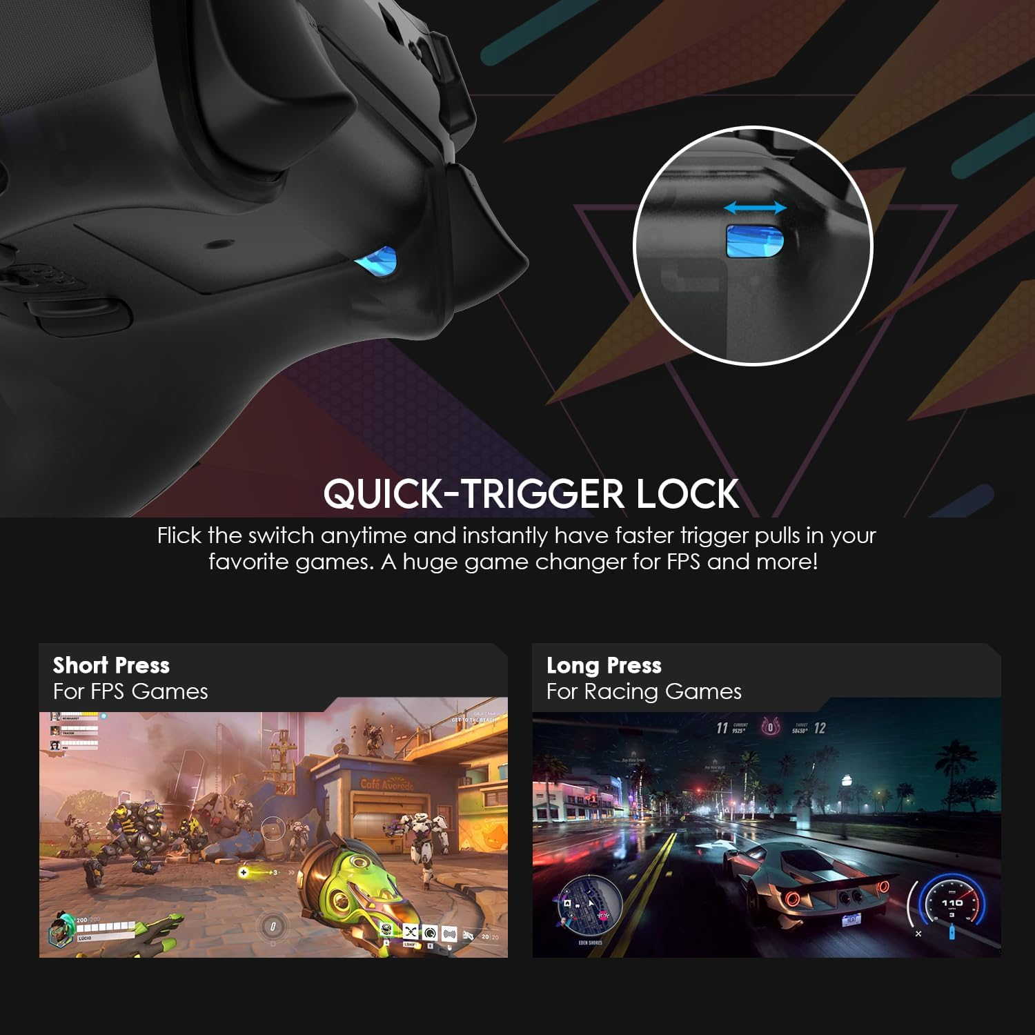 Fantech Multi-Platform Game Controller for Pc/Mac/Windows/Switch/Tesla, Wireless Gamepad with Hall-Effect, EOS Pro Motion Sensor, Interchangeable Sticks/D-Pad (Rainbow) - Blue image number 6