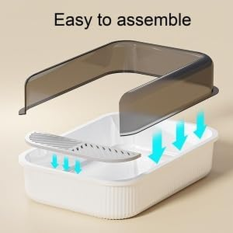 Open Top Cat Litter Box, Anti-Splashing Large Cat Litter Pan, Semi-Closed Removable Cat Cleaning Basin Kitten Toilet with Litter Sifting Scoop and Sides for Small & Medium Size Pets (Herb Green)