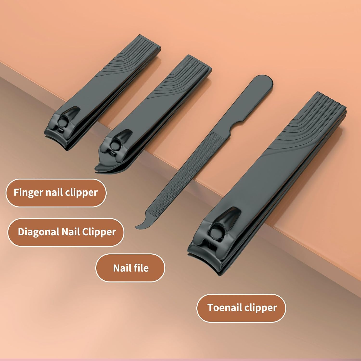 ZIZZON Nail Clippers Manicure Pedicure Set 18 in 1 Nail Grooming Kit with Leather Travel Case(Black/Pink) image number 2