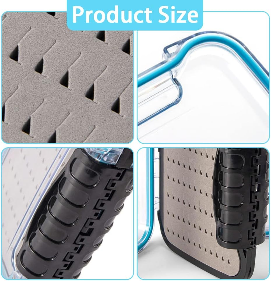 Fly Fishing Box, Two-Sided Waterproof Jig Boxes, Lightweight Fly Box with Transparent Lid, Easy Grip Fly Fishing Lures Box (Medium)