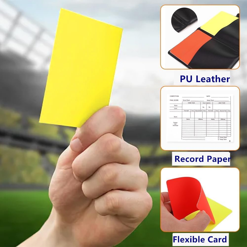 Soccer Referee Card Sets, 4Pcs Football Red and Yellow Cards,Soccer Referee Set Football Linesman Set Referee Whistle Red Yellow Cards Referee Tool Kit for Basketball Training image number 2