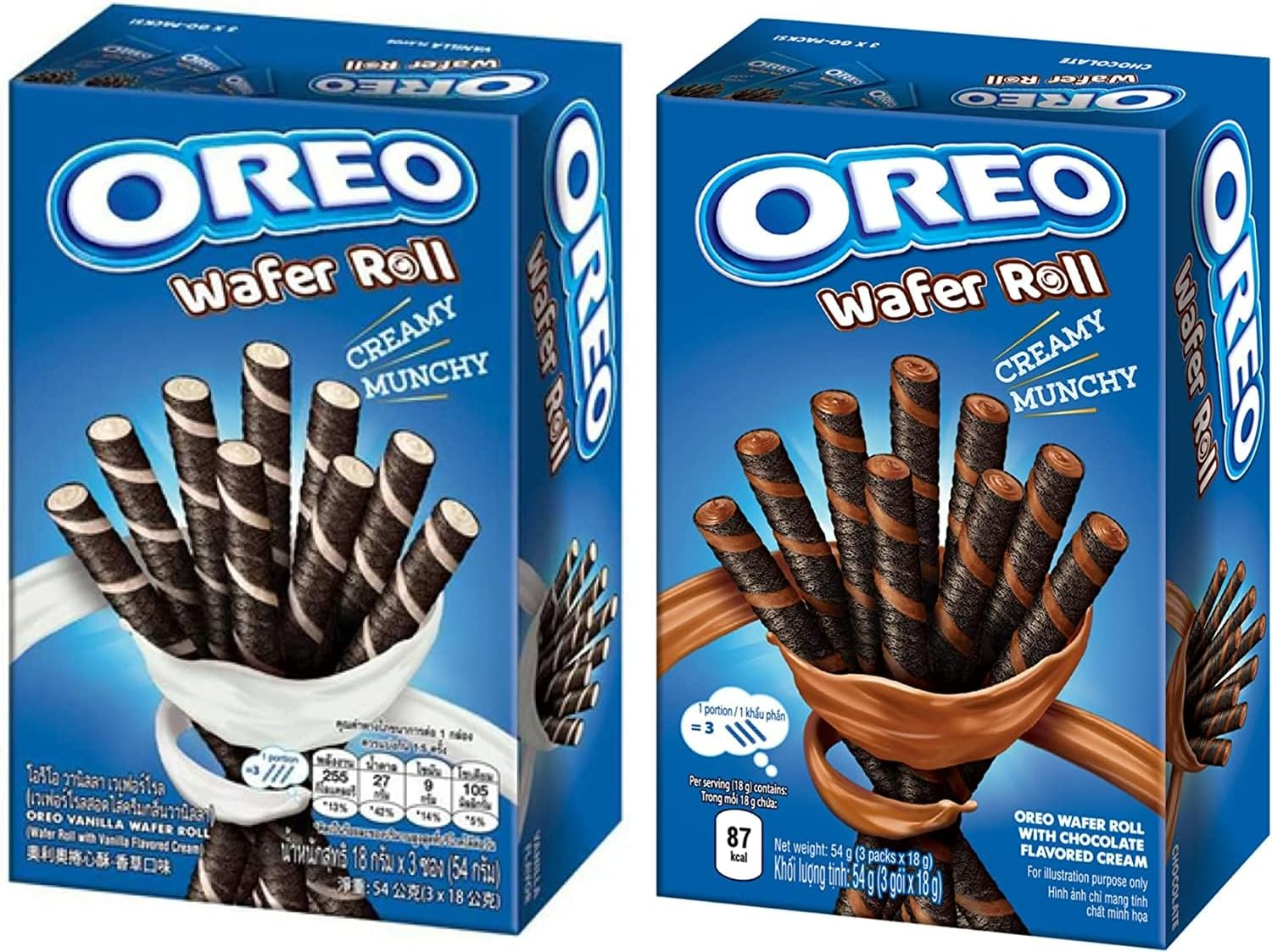Oreos Oreo Wafer Roll Variety Pack (Set of 2) | Chocoloate (54G) - Vanilla (54G) image number 4