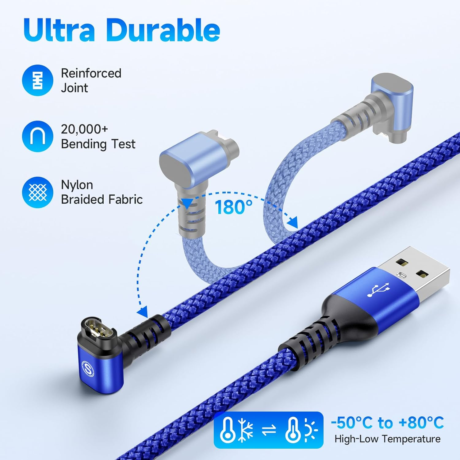 Garmin Watch Charger Cable Right Angle [2-Pack,1.2M] Compatible with Garmin Fenix 7 7S 7X 6 6S 6X 5 5S 5X plus Pro,Forerunner 955 965 45 45S 245,Instinct,Approach S62,Vivoactive 4 4S,Venu,Epix,Quatix image number 7