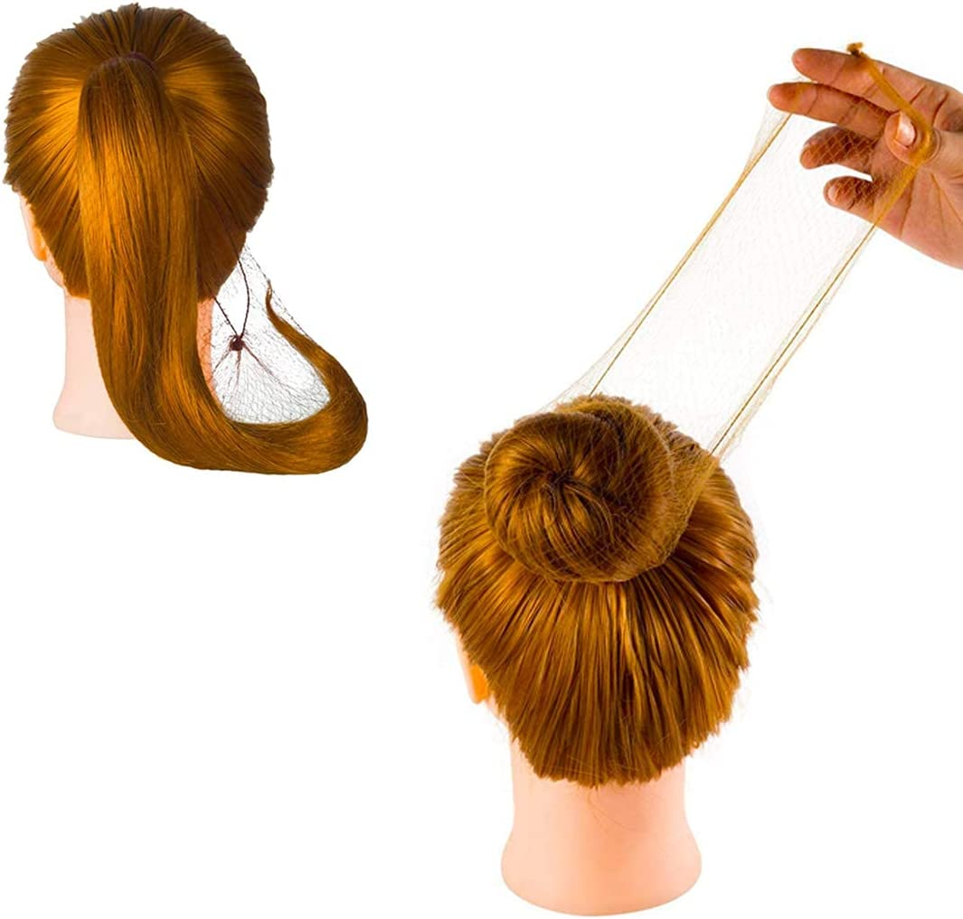 50PCS Hair Nets Invisible Mesh Hair Nets (Blonde) Elastic Bun Hair Nets for Ballet Dancer, Gymnastics, Horseriding,Chef,Nurse