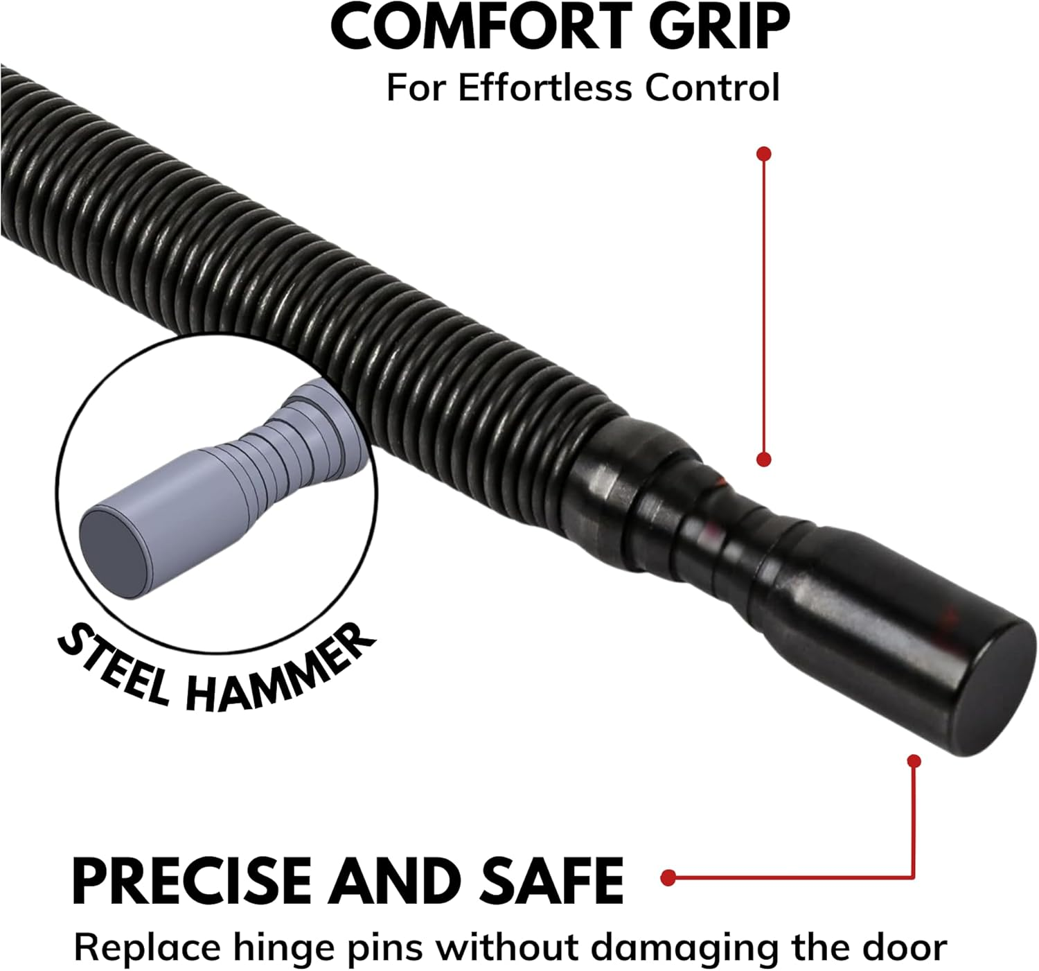 HIT Tool Door Hinge Pin Removal Tool &ndash; Spring Driven Door Hinge Pin Remover and Steel Faced Hammer Punch Set image number 5