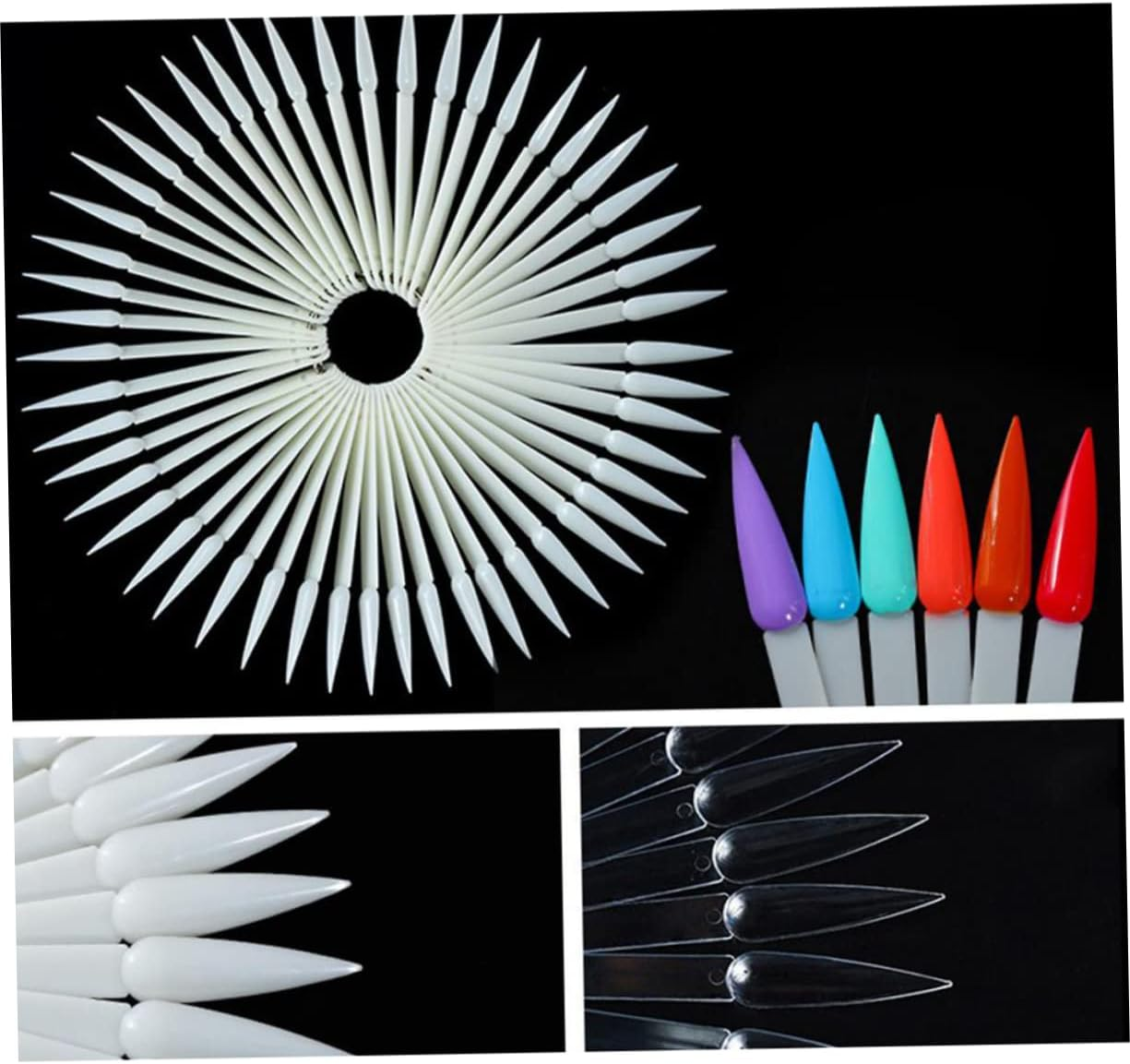 CTIRCHIU 100Pcs Transparent Nail Color Plates Fan Shaped Display for Nail Art Practice Smooth Surface Convenient Carry Design for Manicure Enthusiasts image number 3