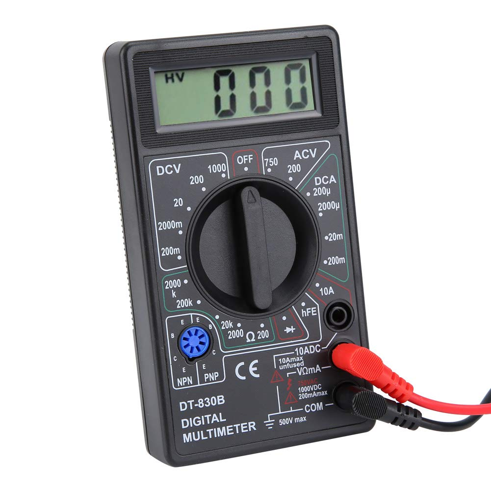 LCD Digital Multimeter, Multimeter, with Large Screen Display Rubber for Factories Radio Enthusiasts Families Laboratories(-830B Black) image number 1