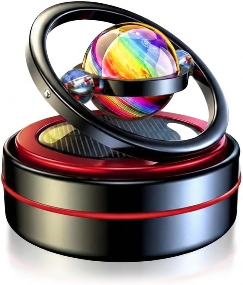 Solar Celestial Fidget Spinner, Lucky Car Decoration, Automatic Sun Powered Home Office & Automotive Accessories, Parents Day Birthday Gift Exchange, Aroma Diffuser Perfume Not Included (Galaxy Red)
