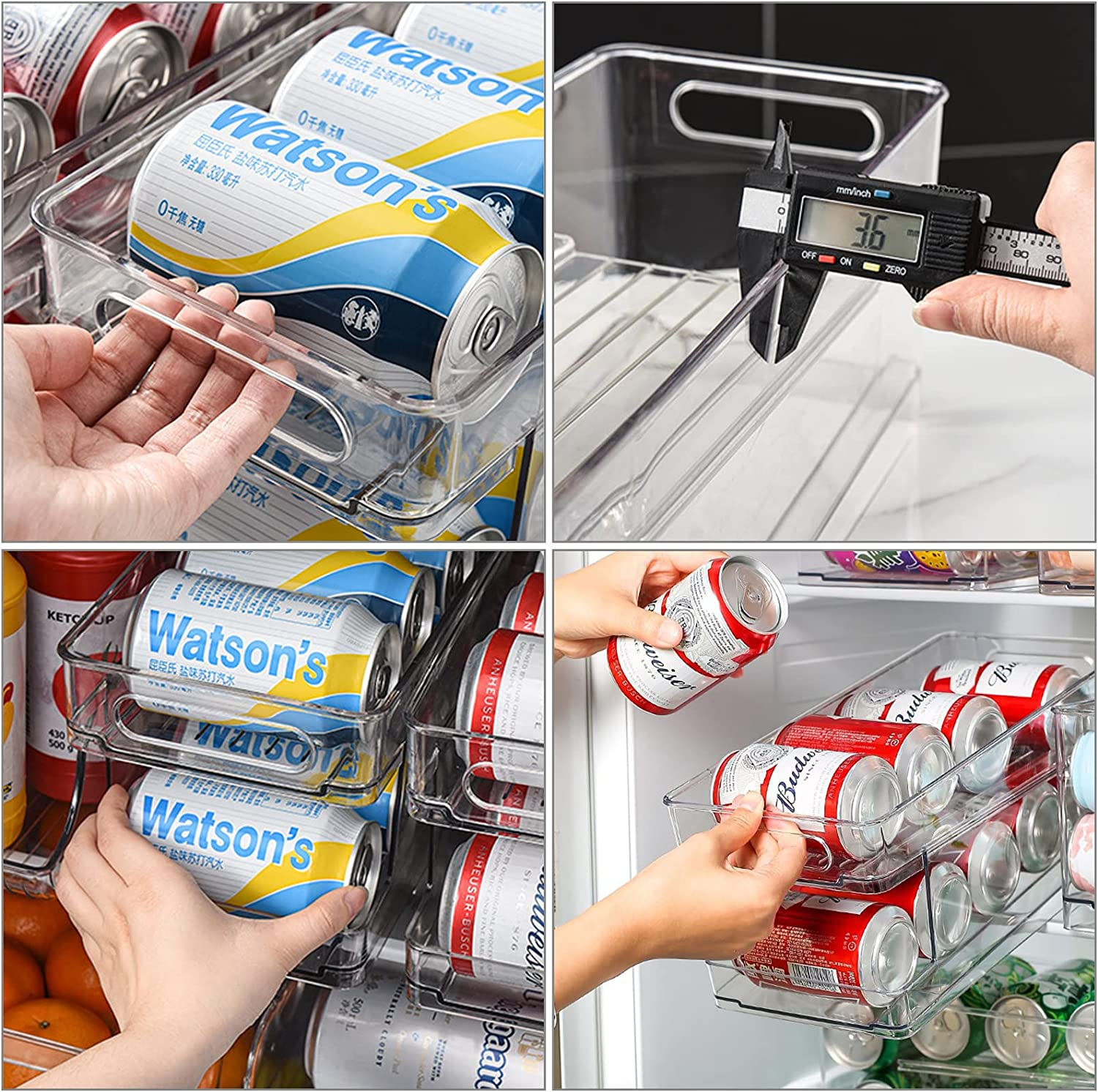 Fridge Rolling Can Dispenser 2-Tier Beer Can Organiser Soda Can Dispenser for Fridge Kitchen,Beer Rack for Kitchen Cupboard Pantry Cabinets Refrigerator Freezer Organisation image number 4