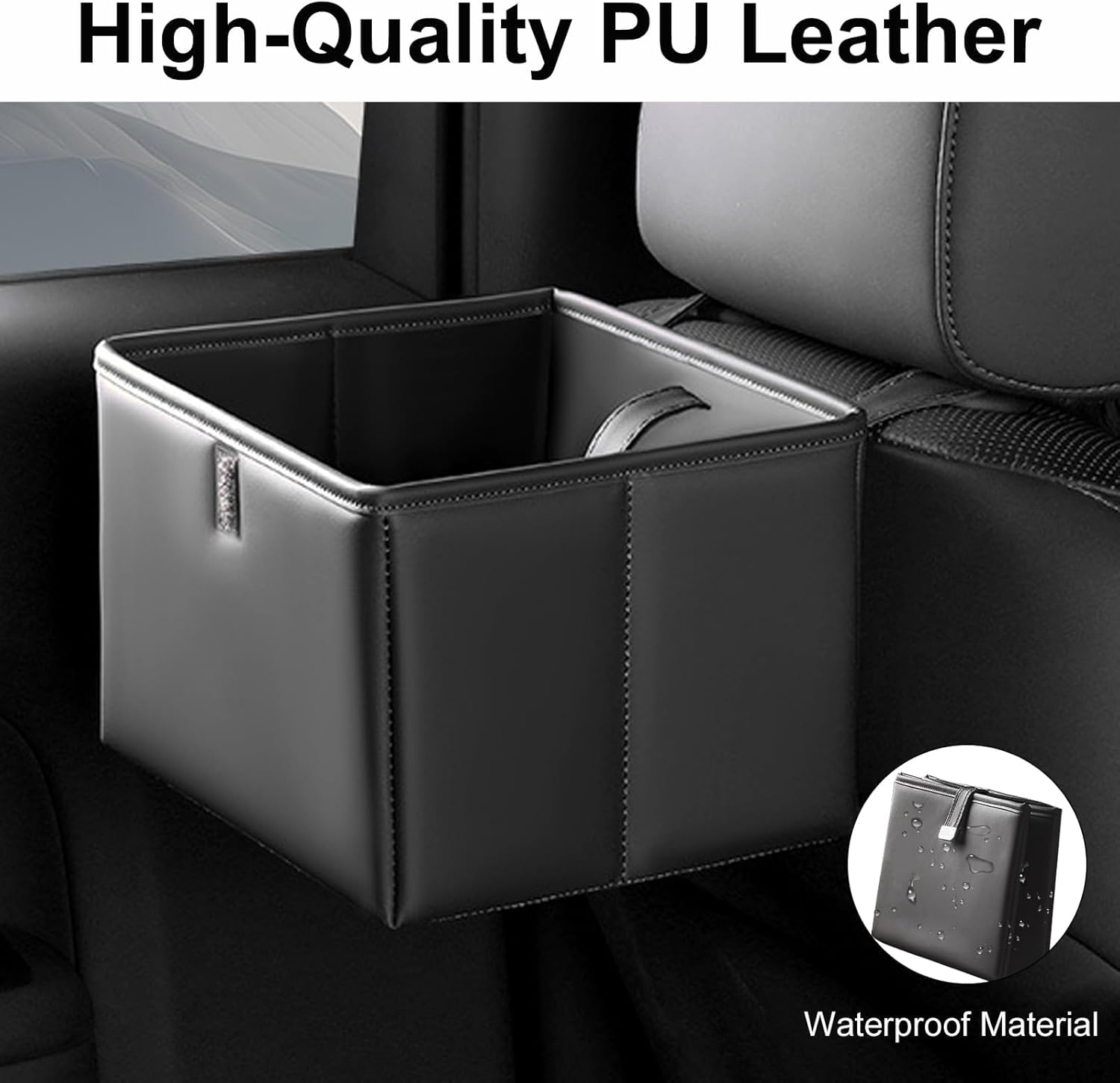 Foldable Car Trash Can with Trash Bags, 6L Large Capacity Hanging Waterproof Leakproof Trash Can Storage Car Rubbish Bin,Car Organizers and Storage for Home Office (Black) image number 4