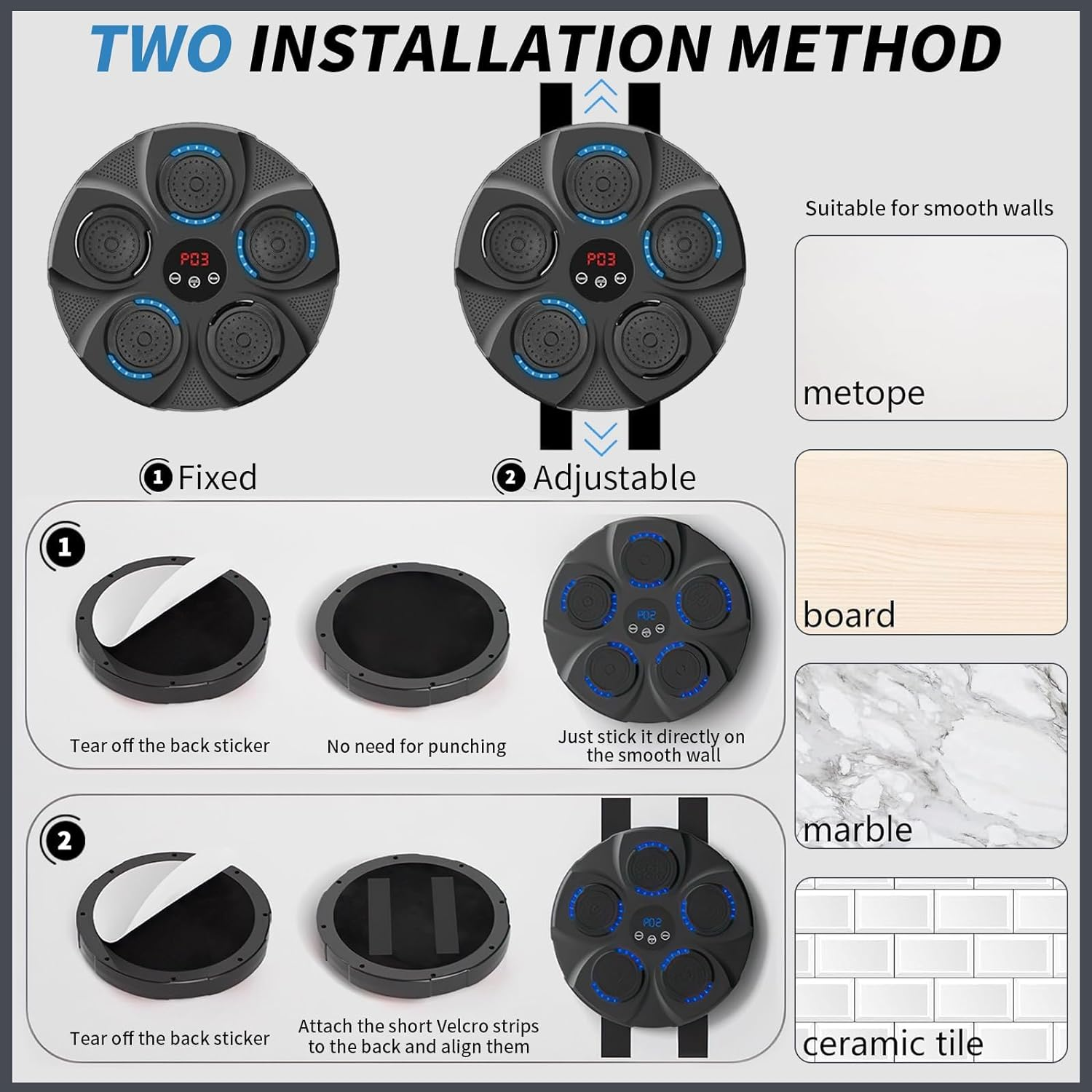 Smart Music Boxing Machine Wall Mounted Electronic Boxing Training Equipment Boxing Training Punching Equipment, Home Workout Boxing Target Machine for Men and Women image number 3