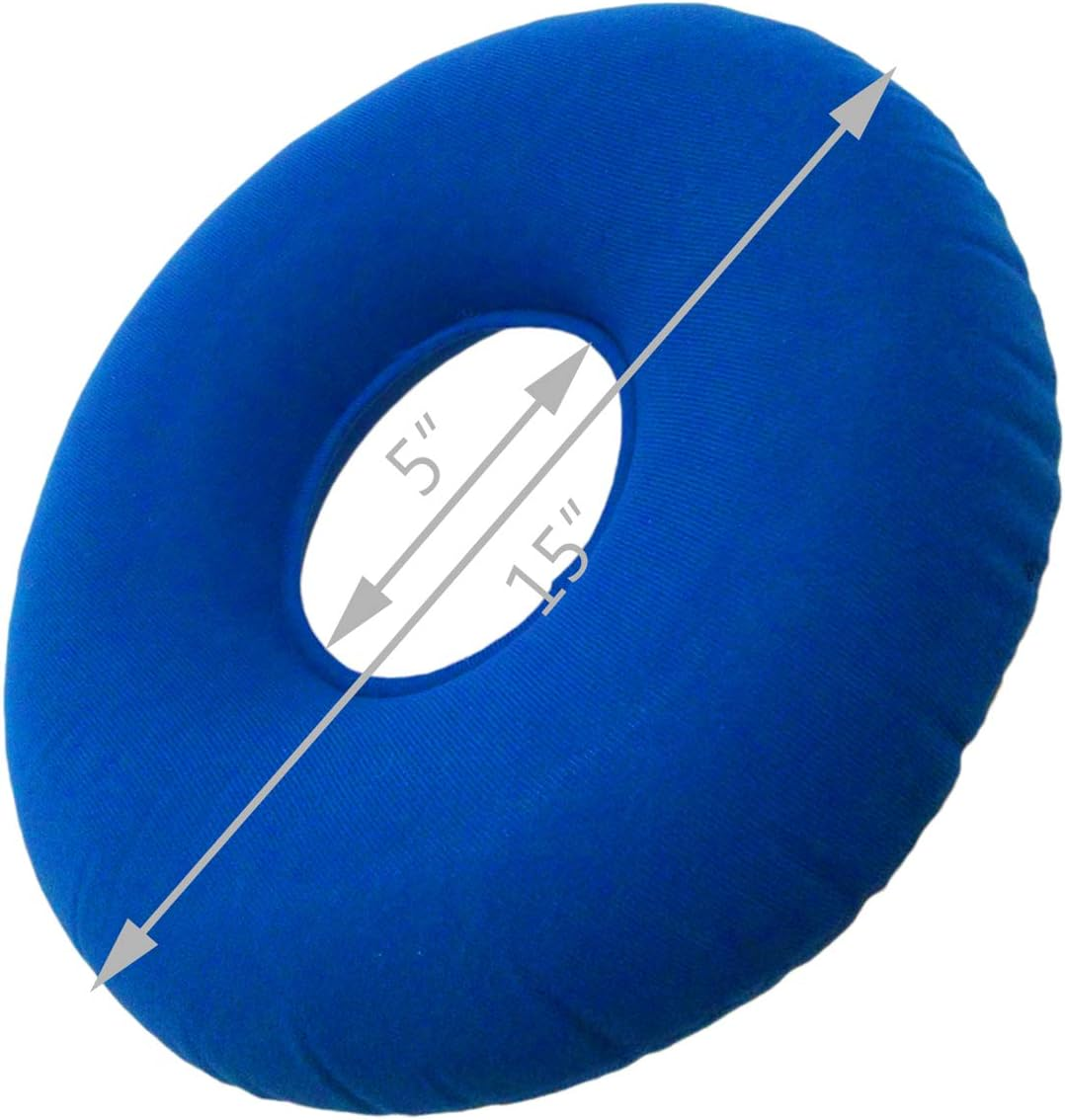 Donut Cushion Seat, Inflatable Ring Cushion with a Pump, Hemorrhoid Seat Pillow, round Wheelchairs Seat Cushion for for Home, Car or Office (15" Blue) image number 2