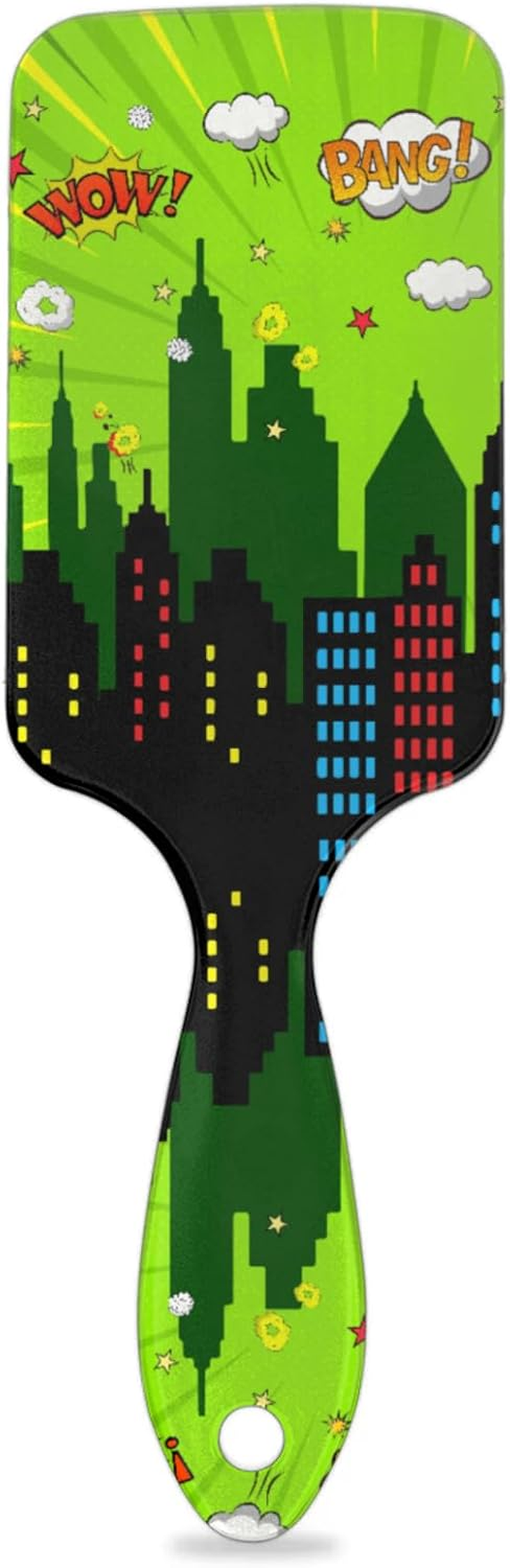 Kids Hair Brush for Boys Girls Toddler - Detangler Hairbrush for Wet Dry Thin Long Curly Hair Pain-Free Comb Glide through Tangles with Ease and Massage Scalp (Green City Comics) image number 3