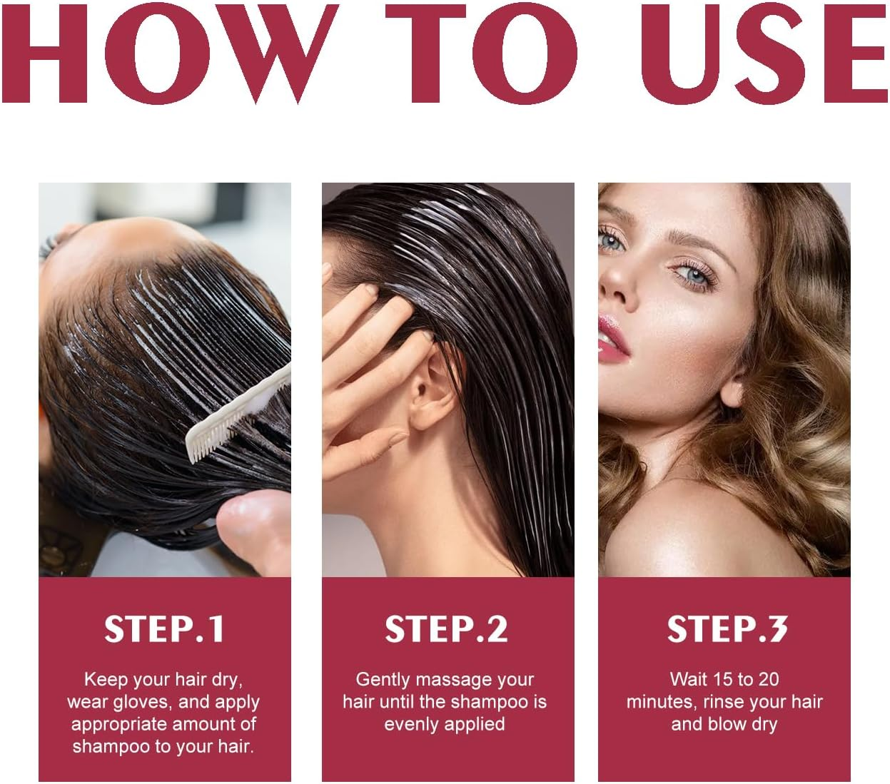 Natural Blonde & Brown Hair Dye Shampoo with Ginseng & Reishi Mushroom &ndash; Ammonia-Free Color-Depositing Shampoo for Women & Men, Covers Gray Hair, Nourishes & Enhances Shine image number 3