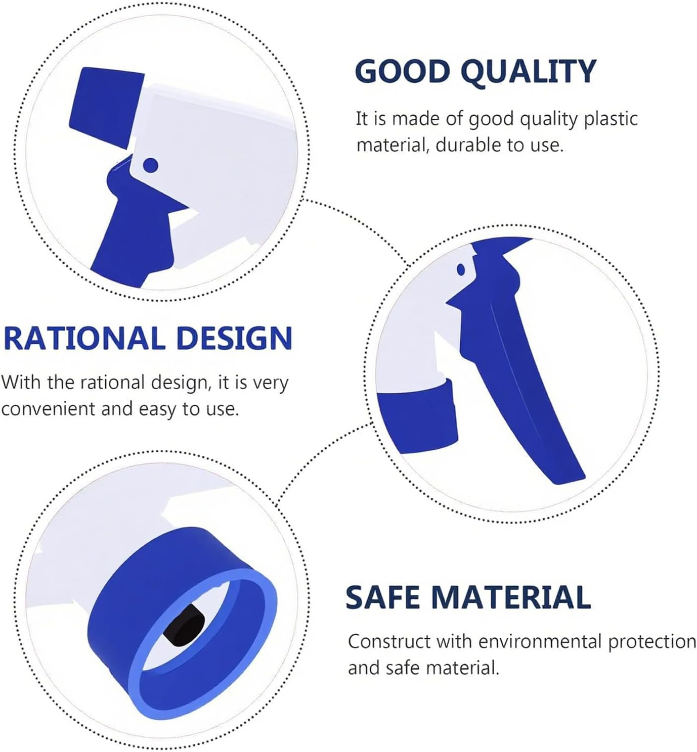 Xinghonyac 8 Pcs Trigger Sprayer Replacement Nozzles, Plastic Spray Bottle Nozzle, Adjustable Water Bottle Spray Trigger for Standard 28/400 Neck Bottle (Blue White) image number 1