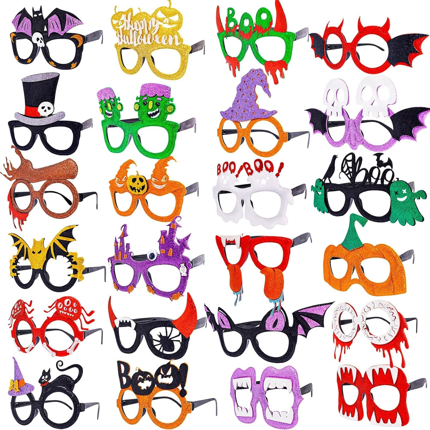 MOTYYA 24Pcs Halloween Party Glasses Bulk Glitter Party Glasses for Kids Halloween Party Favors Halloween Party Supplies Decorations image number 5