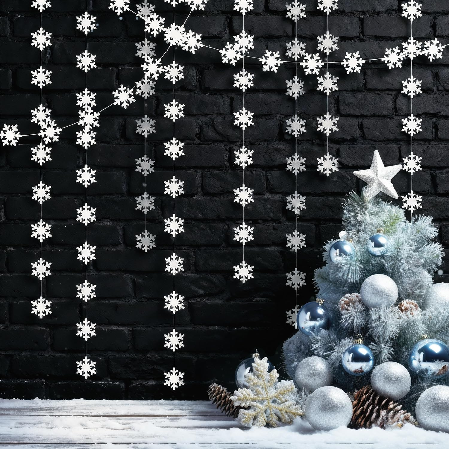 Cheerland Snowflake Garland for Party Decoration Kit Pearl White Snowflake Garland Kit