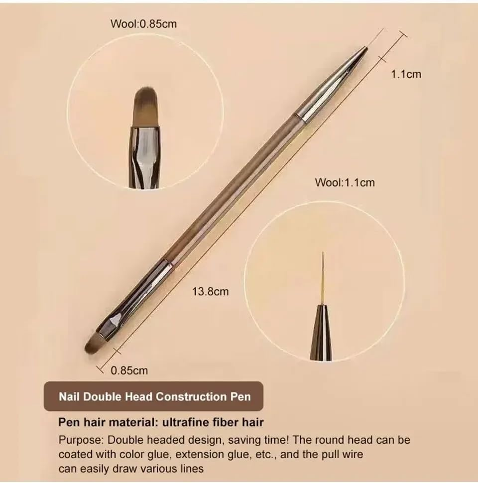 9Pcs Nail Art Brushes Set, Acrylic Nail Brush, Nail Art Design Pen Painting Tools with Nail Extension Gel Brush, Builder Nail Gel Brush, Nail Dotting Pen Salon at Home Diy Manicure image number 4