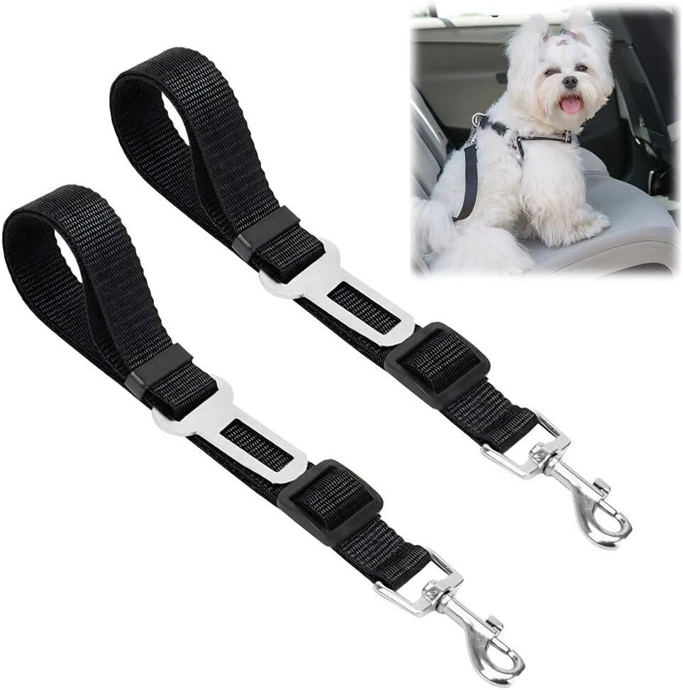 Ram&reg; 2 X Dog Car Seat Belts 70CM Adjustable Car Seatbelt Harness Strap for Dogs Cat Travel Strong Durable Clip on Pet Travel Seat Belt image number 3