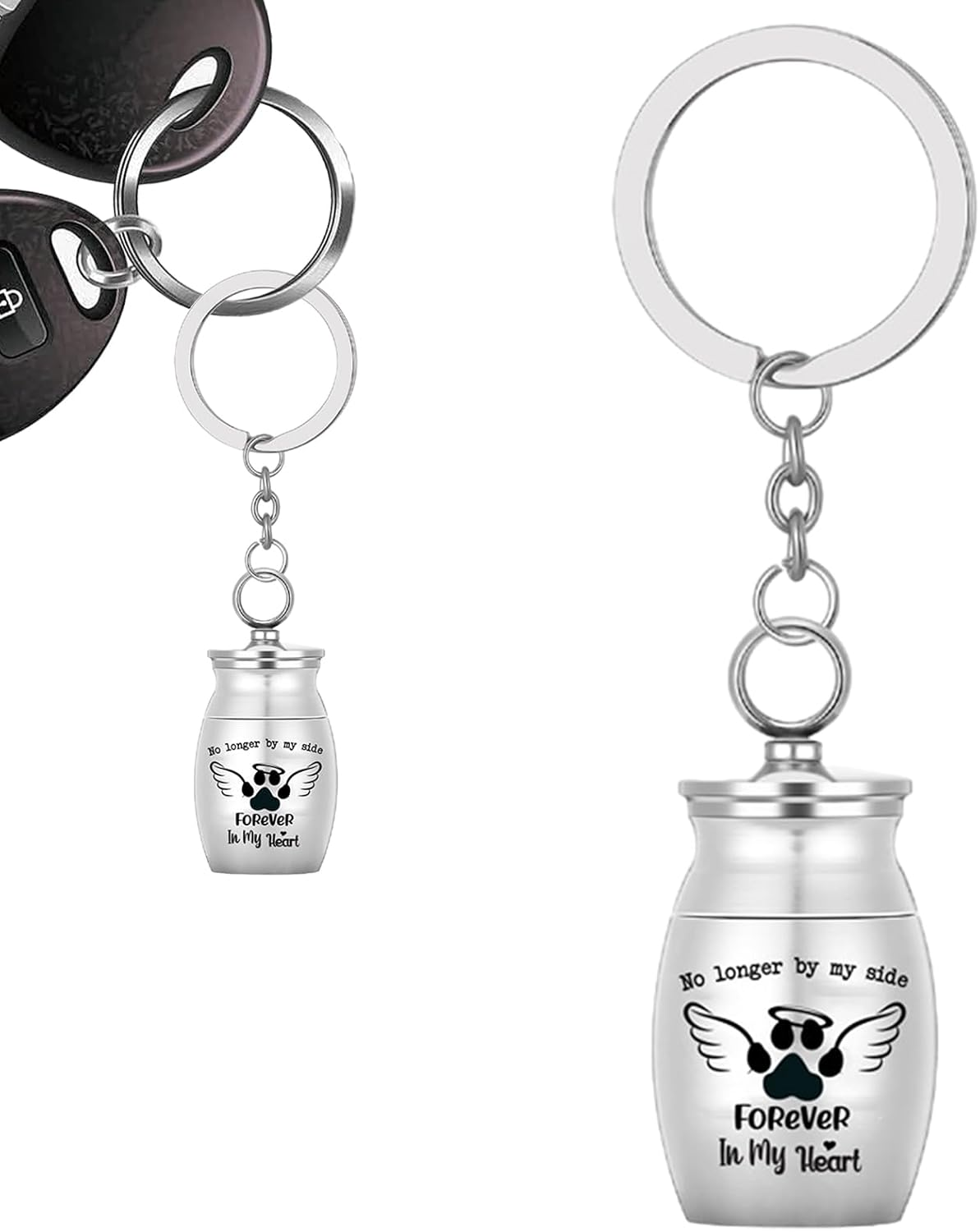 Shurzzesj Dog Ashes Keychain,Pet Urns Keychain Pet Memorial Keychain | Pet Ashes Keepsake, Stainless Steel Portable Pet Urn Key Chain, Pet Cremation Jewelry for Cats Dogs image number 4