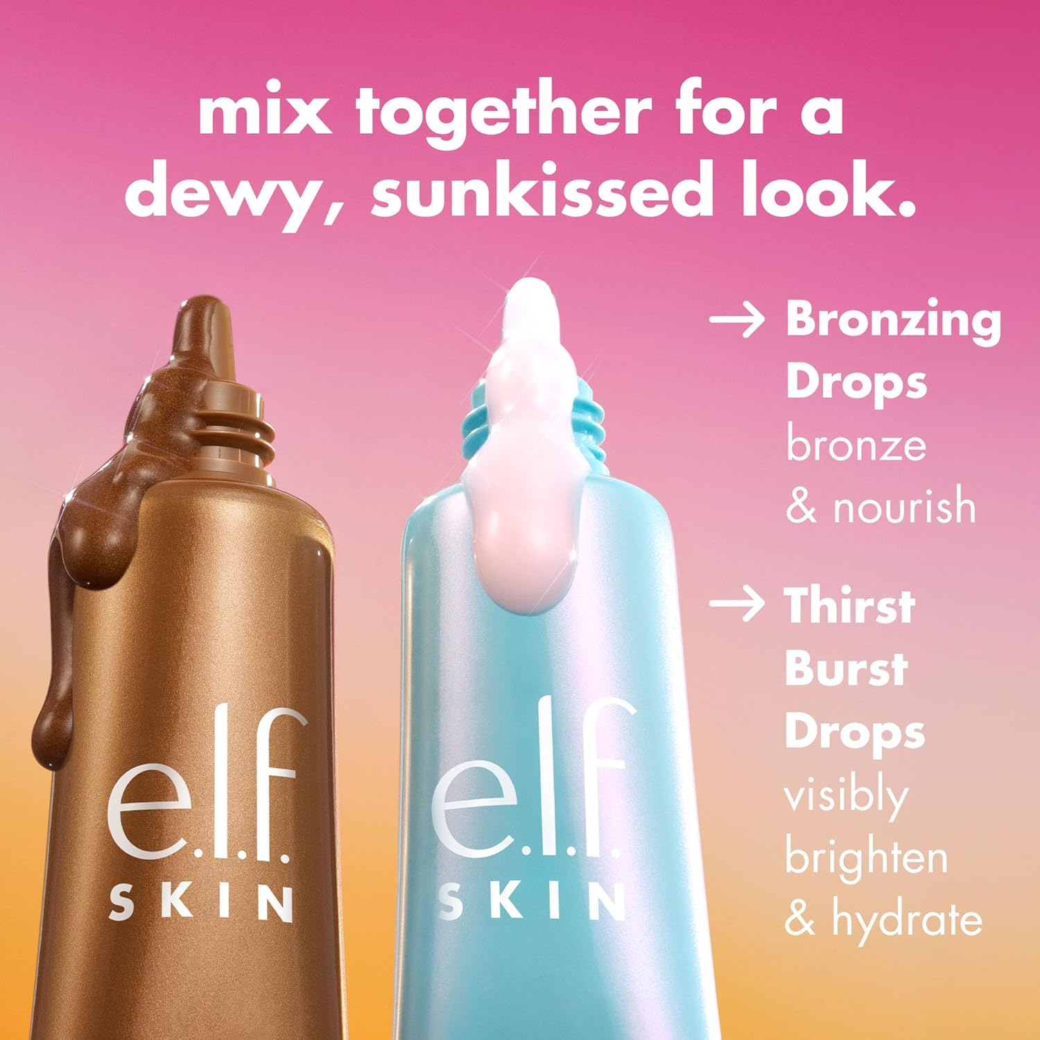 E.L.F. SKIN Hottest Duo: Holy Hydration Thirst Burst & Bronzing Drops Skincare Set, Vegan & Cruelty-Free image number 1