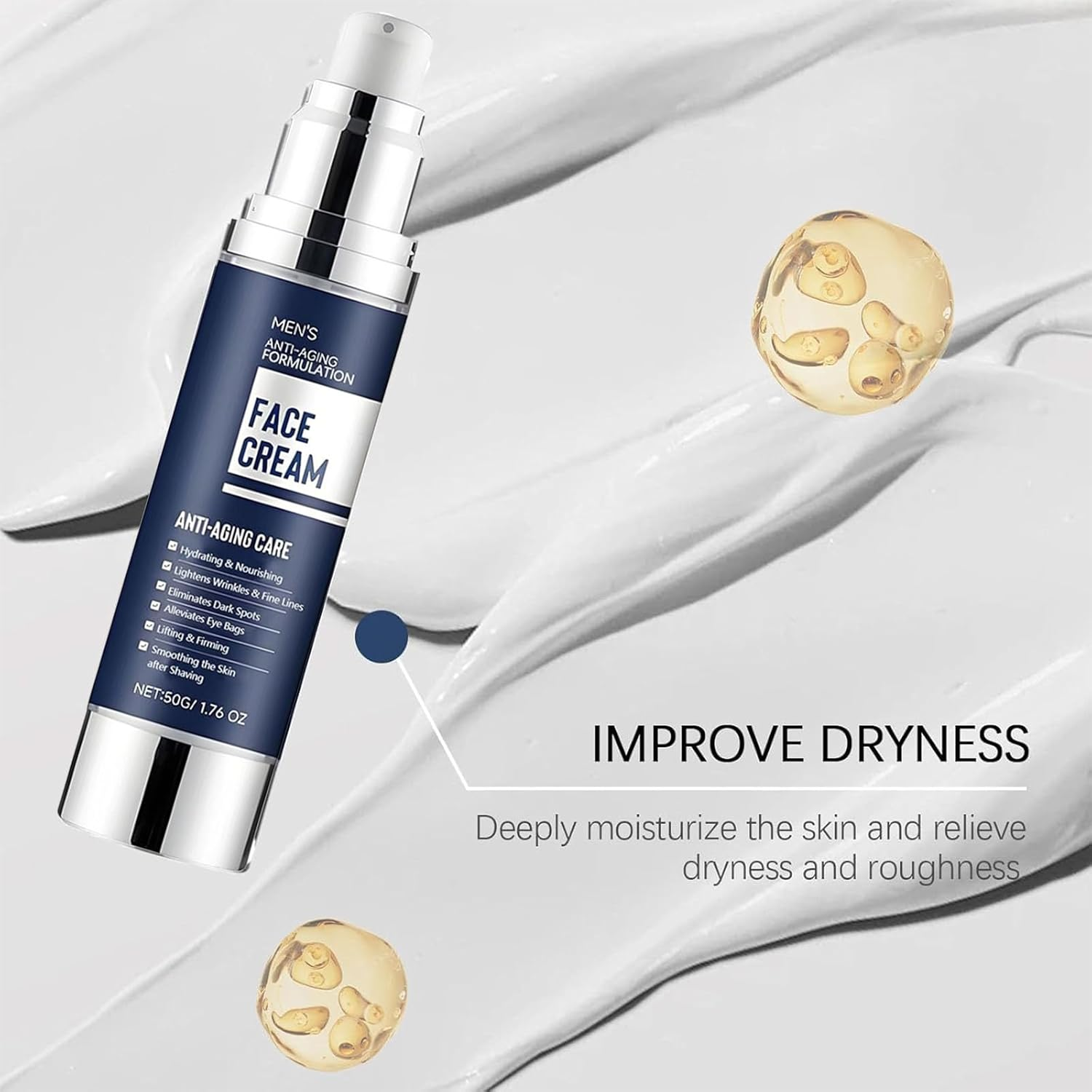 6 in 1Mens Face Moisturizer, Anti-Aging and Firmer Face Cream, Dull Spots Remover, Hydrating & Nourishing, Reduces Wrinkles, Fine Lines and Eye Bags, after Shave Lotion for Men (3Pcs) - 2Pcs image number 5