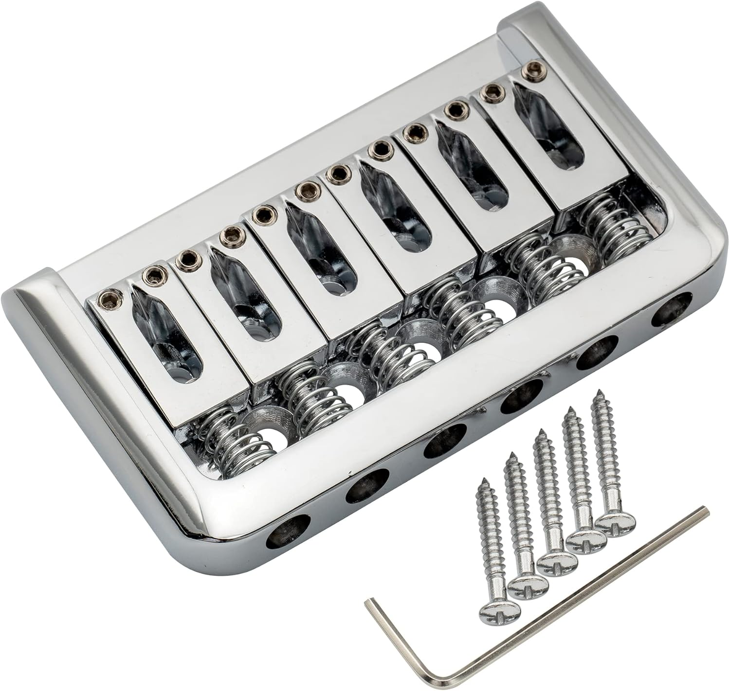 Musiclily 52.5Mm Edged Fixed Hardtail Bridge Non Tremolo Bridge for Strat Tele Style Electric Guitar, Chrome image number 4