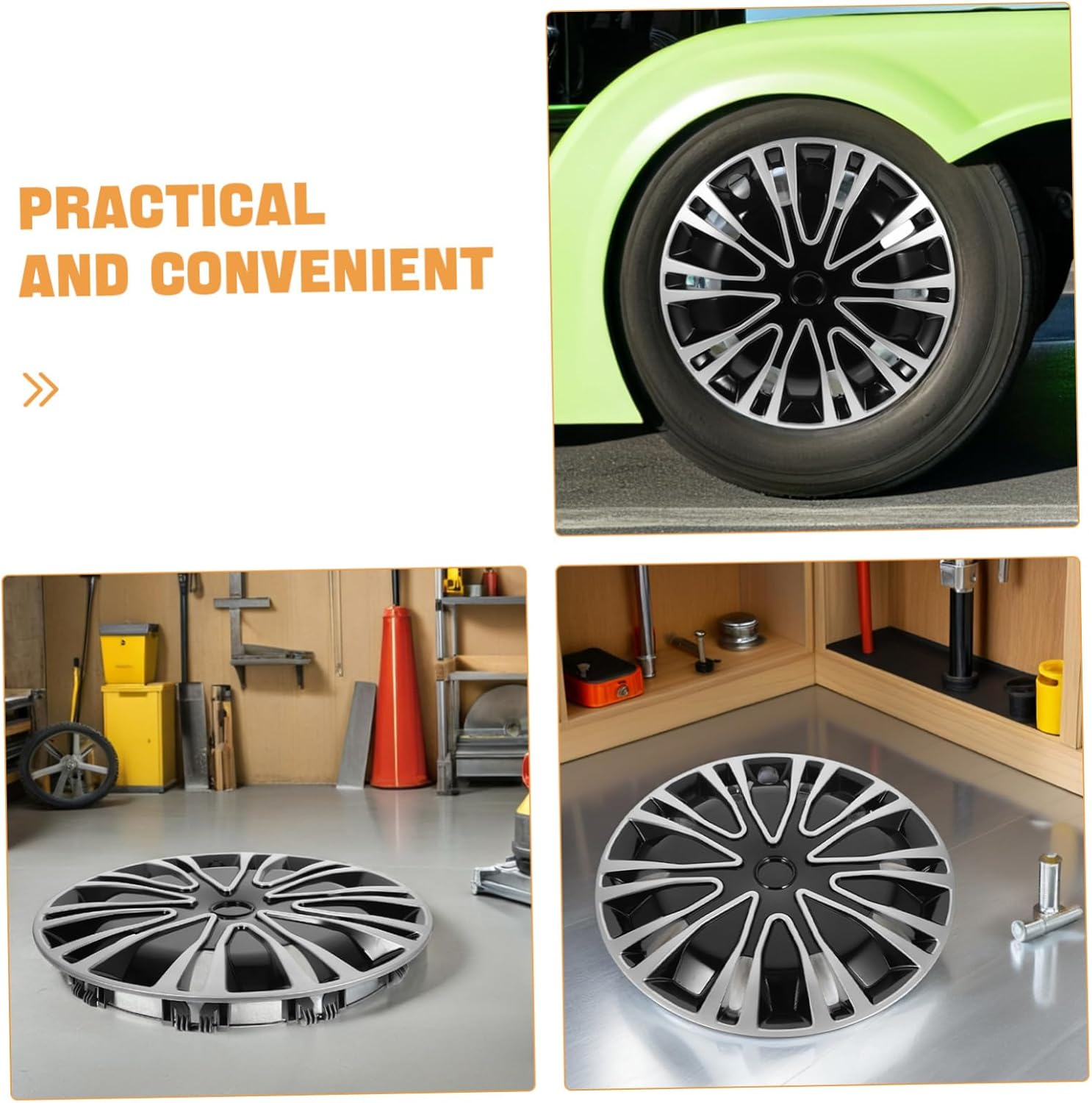 TOGEVAL 13 Inch Car Wheel Hubcaps Decorative Automotive Wheel Rim Covers Pp Material Easy to Install Universal Fit Water and Debris Resistant image number 1