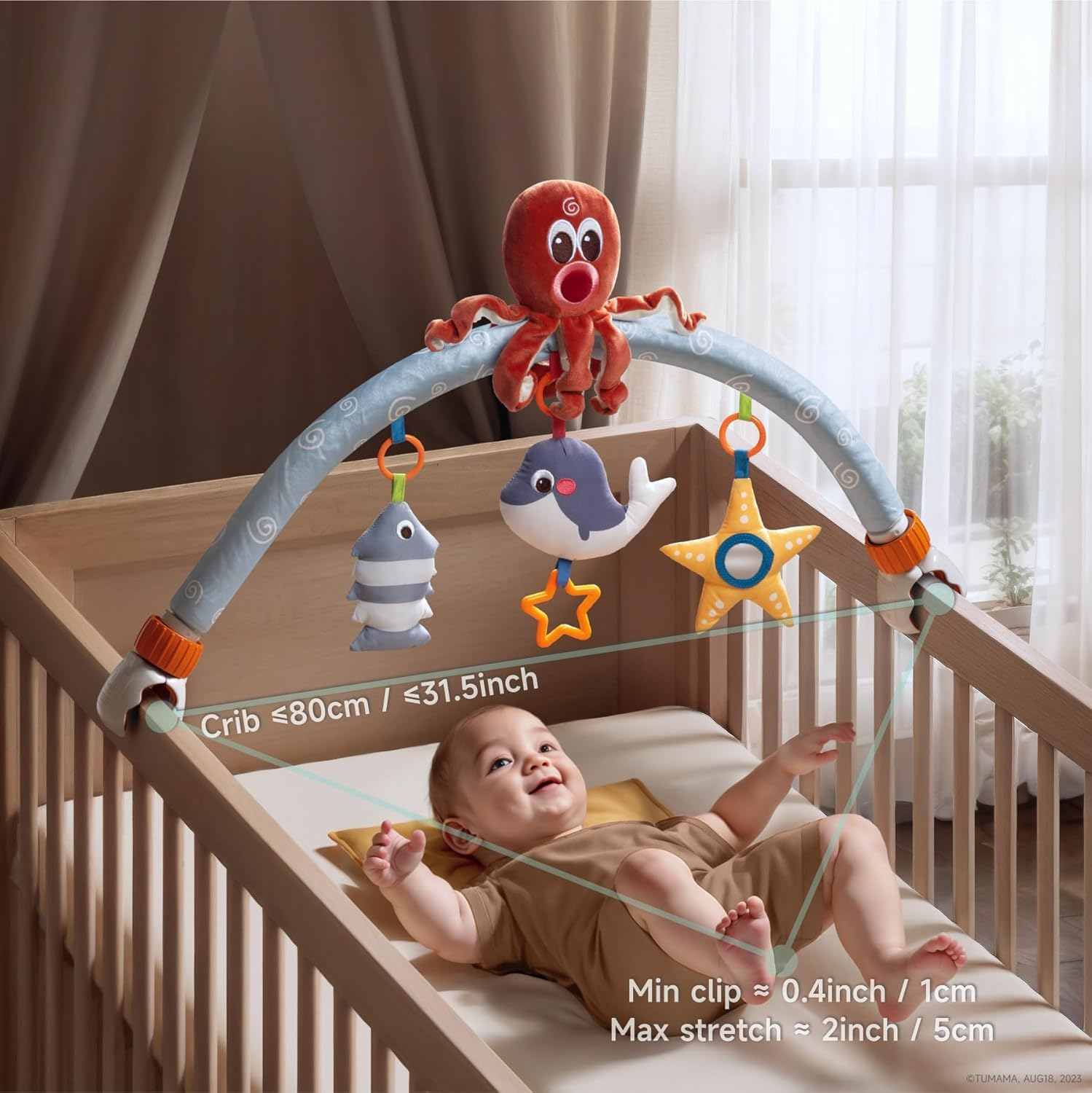 TUMAMA Baby Car Seat Toys, Ideal for Newborn & Infant Hanging Toys with Music Box, Octopus Rattle, Little Baby Mirror - Fit for Car Seat, Stroller, Crib, Pram, Best Stroller for Baby 0 3 6 9 12 Months image number 5