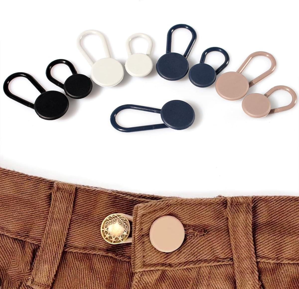 16 PCS Button Extenders for Jeans,Pants Waist Button Extender for Women Men,4 Colors Pant Waistband Expander, Ceryvop Pants Waist Extension 1-1.4 Inches image number 3