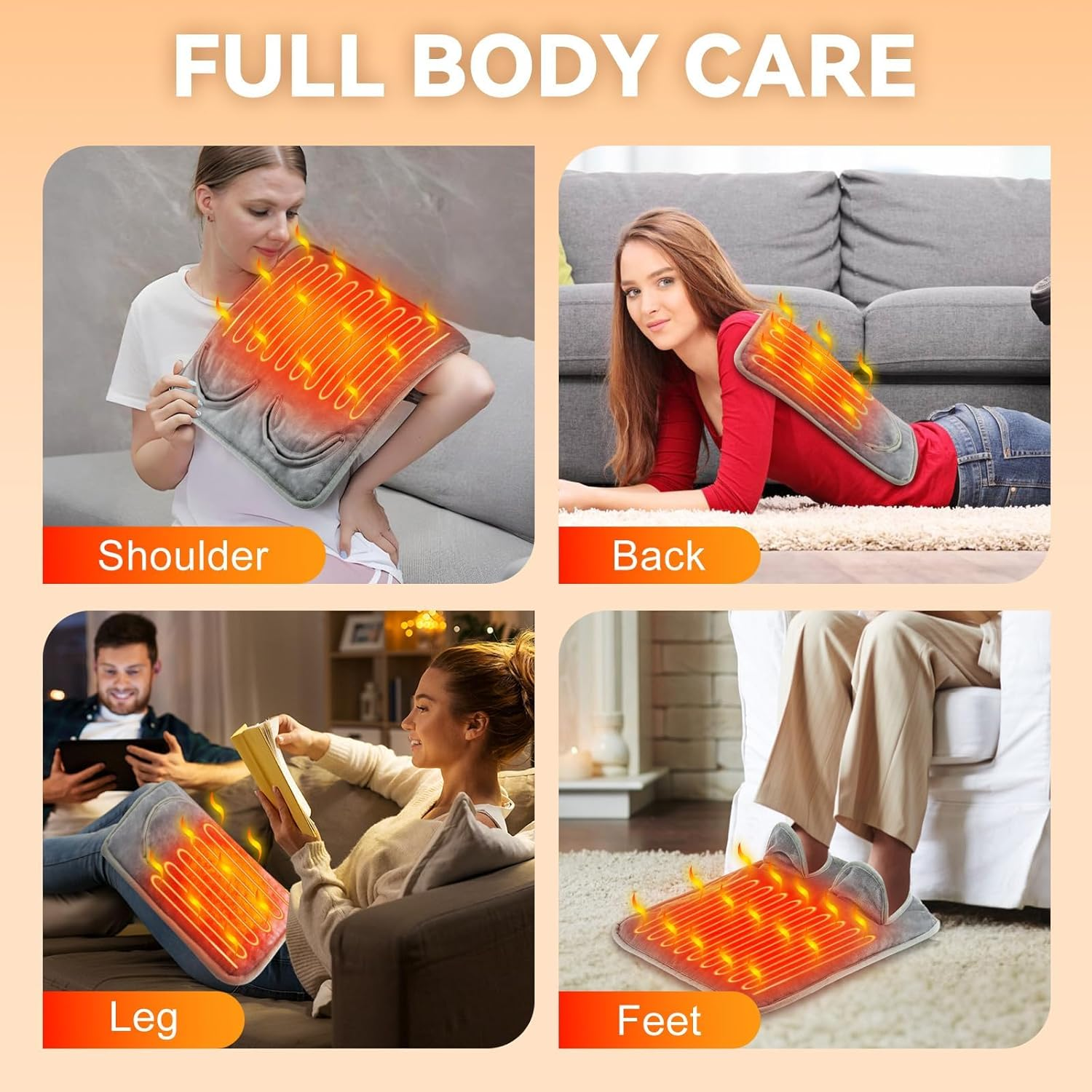 Sika Deer Electric Foot Warmer, Heated Feet Warmer for Bed, Portable Foot Heating Pad under Desk Foot Warmer with 9 Heating Levels & 4 Time Settings, Washable & Fast Heating Pad Foot Warmer. image number 1