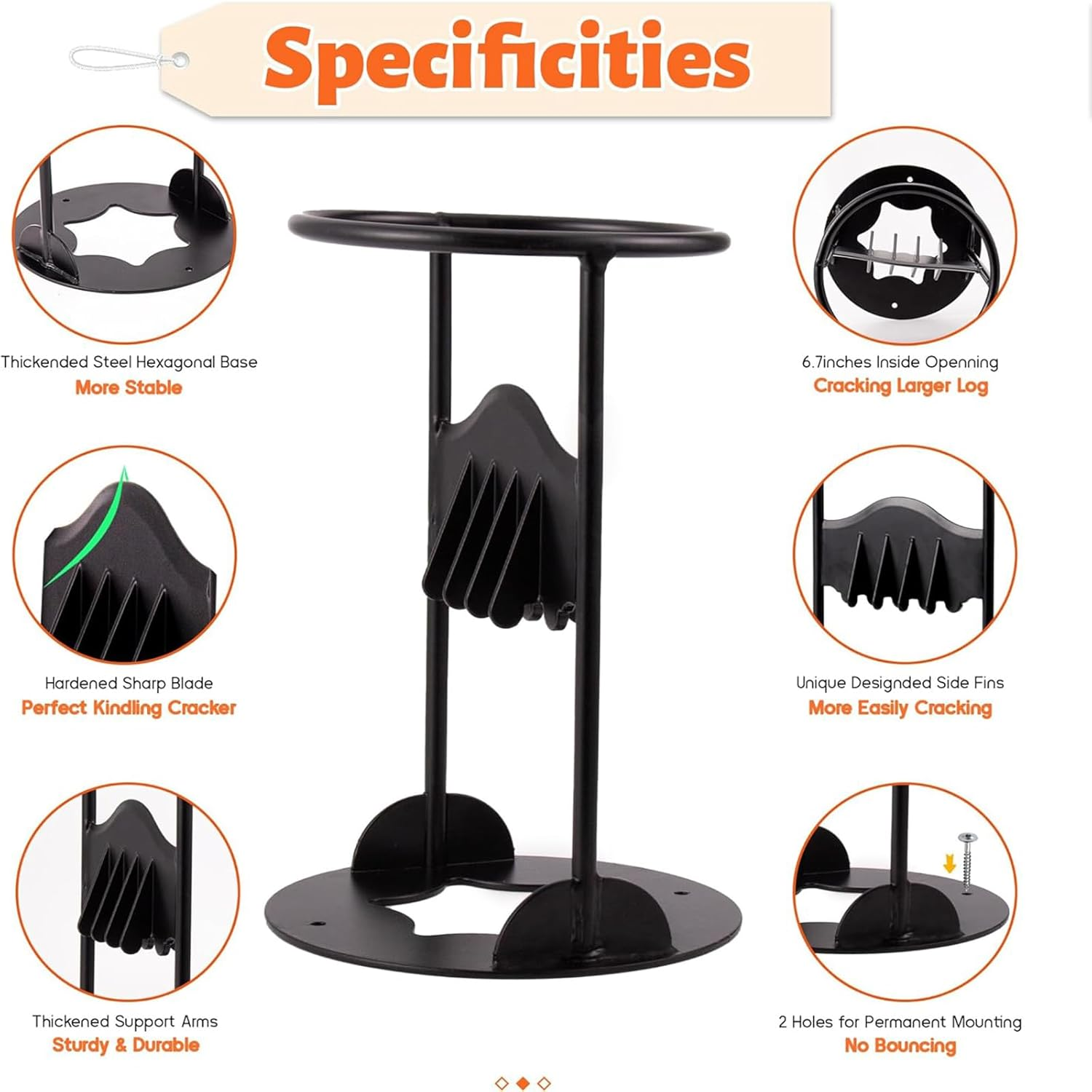 Outdoor Steel Log Firewood Splitter Set with Hammer Manual Wood Splitting Cutter Kindling Cutting Fireplace BBQ Camping Tool image number 2