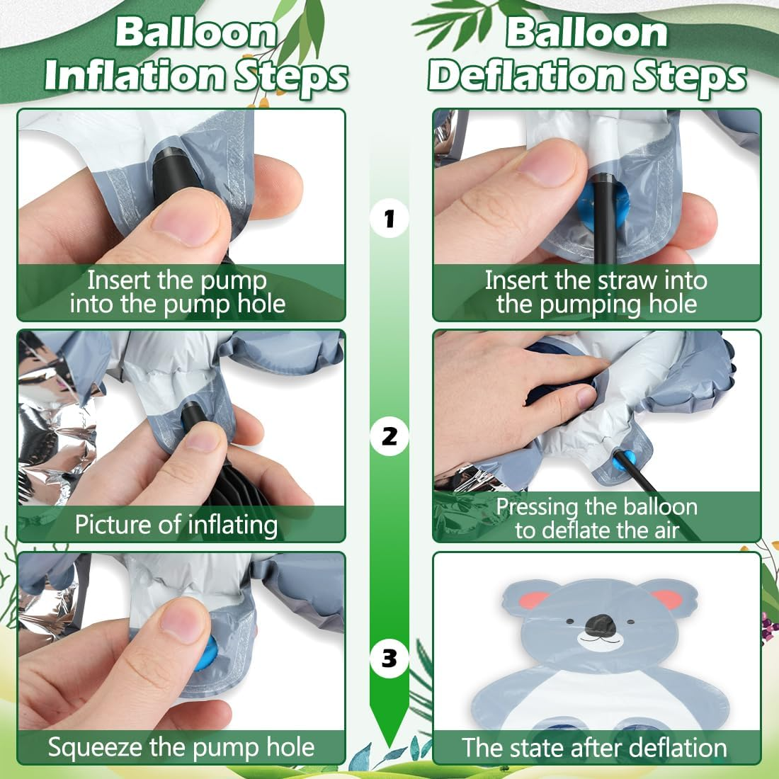 LZYMSZ Woodland Animal Balloons, 13Pcs Giant Jungle Safari Balloon Zoo Theme Foil Balloons, Cute Rabbit Bear Fox Elephant Monkey Lion Panda Standing Party Decorations for Boy Girl Birthday Baby Shower image number 4