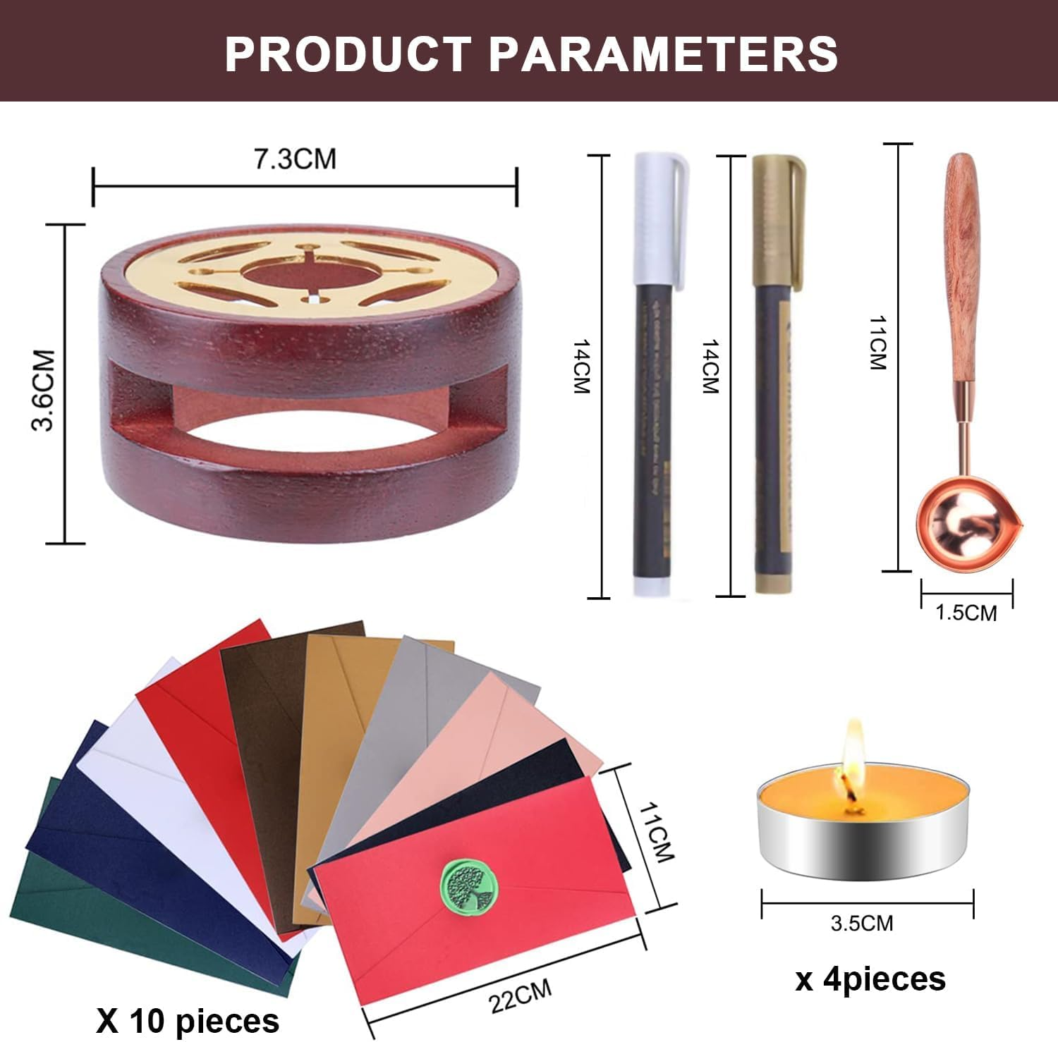 Wax Seal Stamp Kit, Wax Seal Stamp Kit, Sealing Wax Comes with Heater, Sealing Wax Warmer, Wax Seal Metallic Pen, Envelope, Candles, Wax Seal Stamp Kit for Gift and Craft (Multicolor) image number 2