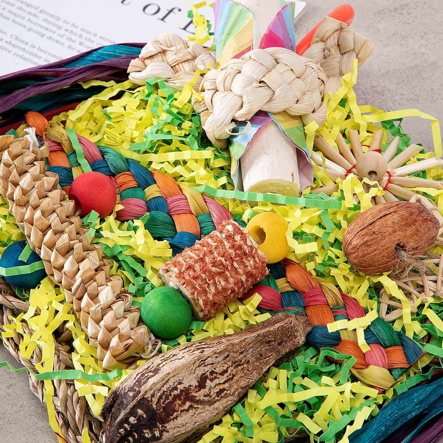 Bird Toys, Parrot Toys Foraging Swing Mat Parrot Cages Hanging Toys, Cockatiels Bird Grass Mat Climbing Wall with Seagrass, Birds Cage Accessories, Lovebird Accessories for Small Birds image number 2