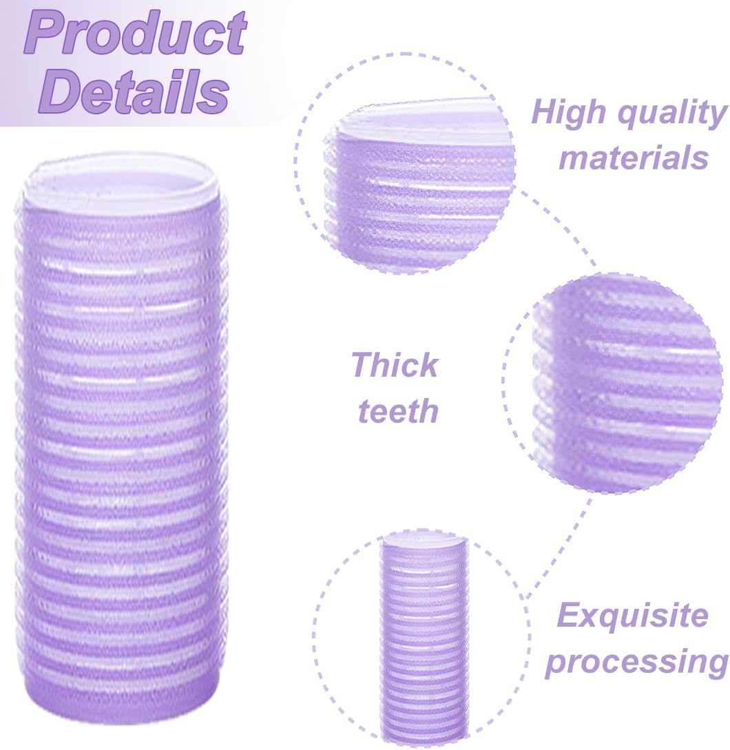 LQIOACU Pack of 12 Hair Rollers, Small Hair Crimper, Curler Self-Adhesive Set, Hair Roller, Hair Rollers Curls for Long Medium Small Hair, 1.5 Cm, Light Purple image number 2