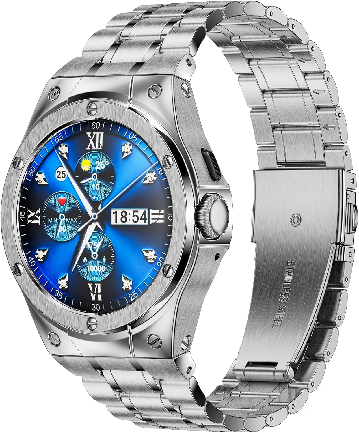 SUPLINK Stainless Steel Case with Bracelet Compatible with Google Pixel Watch 2 Bracelet Google Pixel Watch Bracelet Men, Metal Replacement Bands for Google Pixel Watch 2/1 Case (Black)