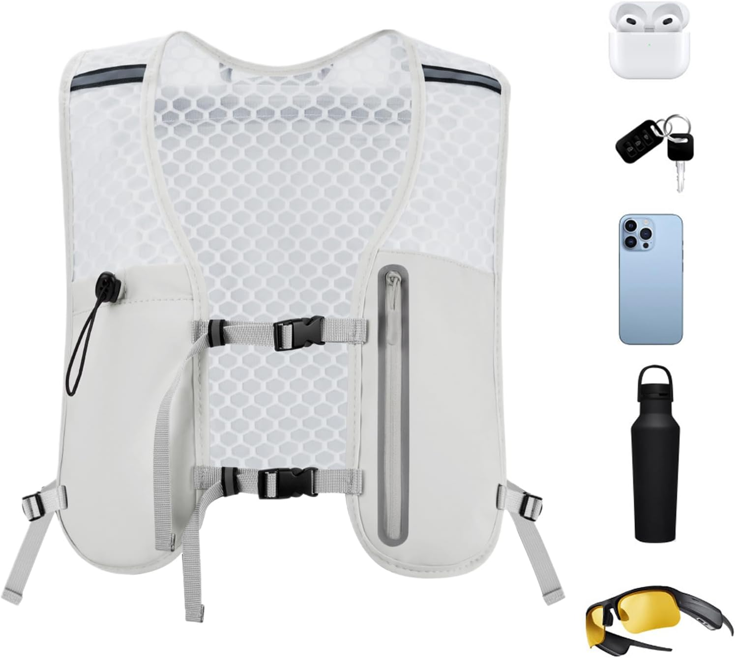 Trail Running Vest | Breathable Running Vest with Adjustable Strap,Lightweight Chest Pack Gear Non-Slip Bladder for Women Men Camping Cycling Hiking Outdoor Activities