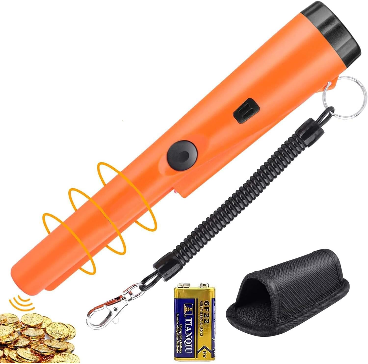 Metal Detector Pinpointer, Professional Waterproof Handheld Pin Pointer Wand, Search Treasure Pinpointing Finder Probe with 9V Battery for Adults, Kids image number 6