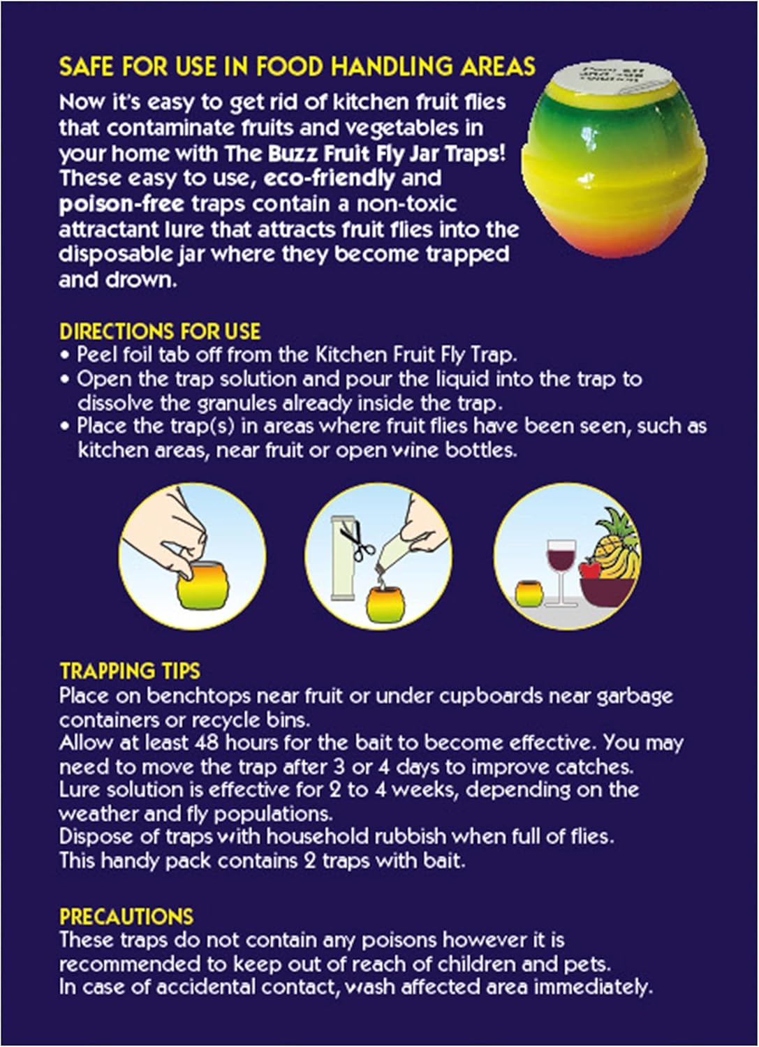The Buzz Kitchen Fruit Fly Trap (Pack of 2) image number 2
