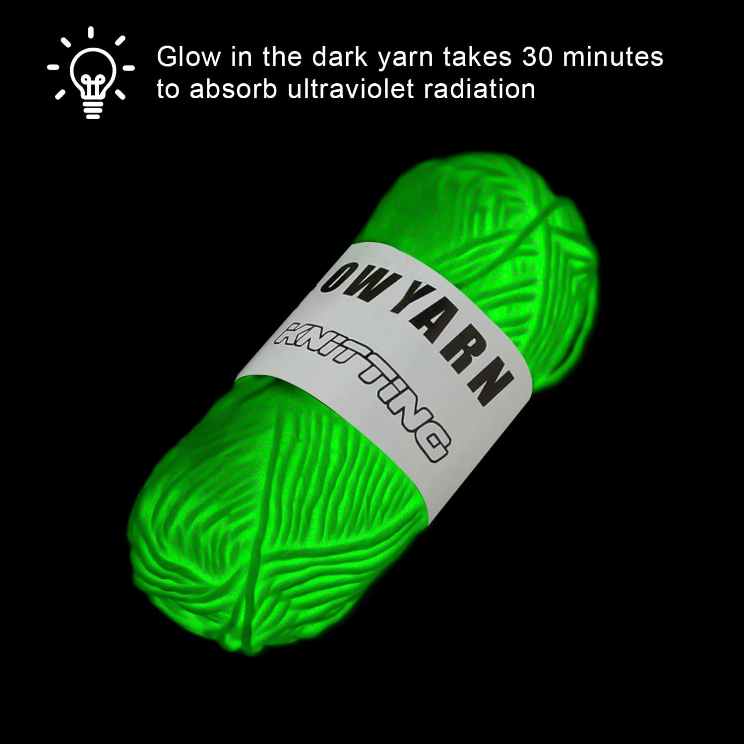 5 Rolls Glow in the Dark Yarn, Luminous Crochet Yarn with 2 Crochet Hooks Soft Versatile Neon Crochet Yarn for Sewing Thread Arts Crafts Party Supplies image number 3