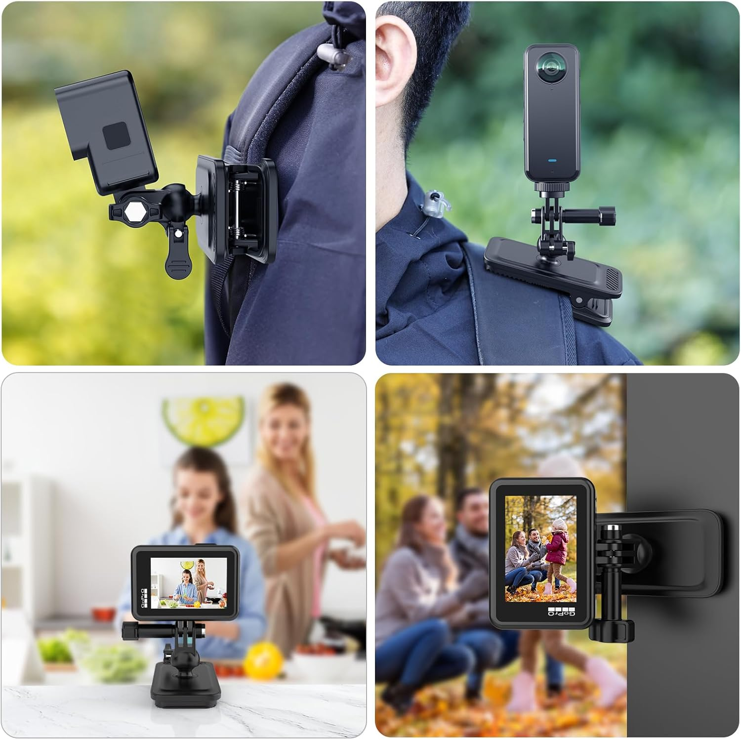 Backpack Clip Magnetic Mount 360&deg; Rotation Ball Head Strap Clip Mount Compatible with Gopro Hero 13/12/11/10/9/8/7/6, DJI OSMO Action, Insta360 image number 2