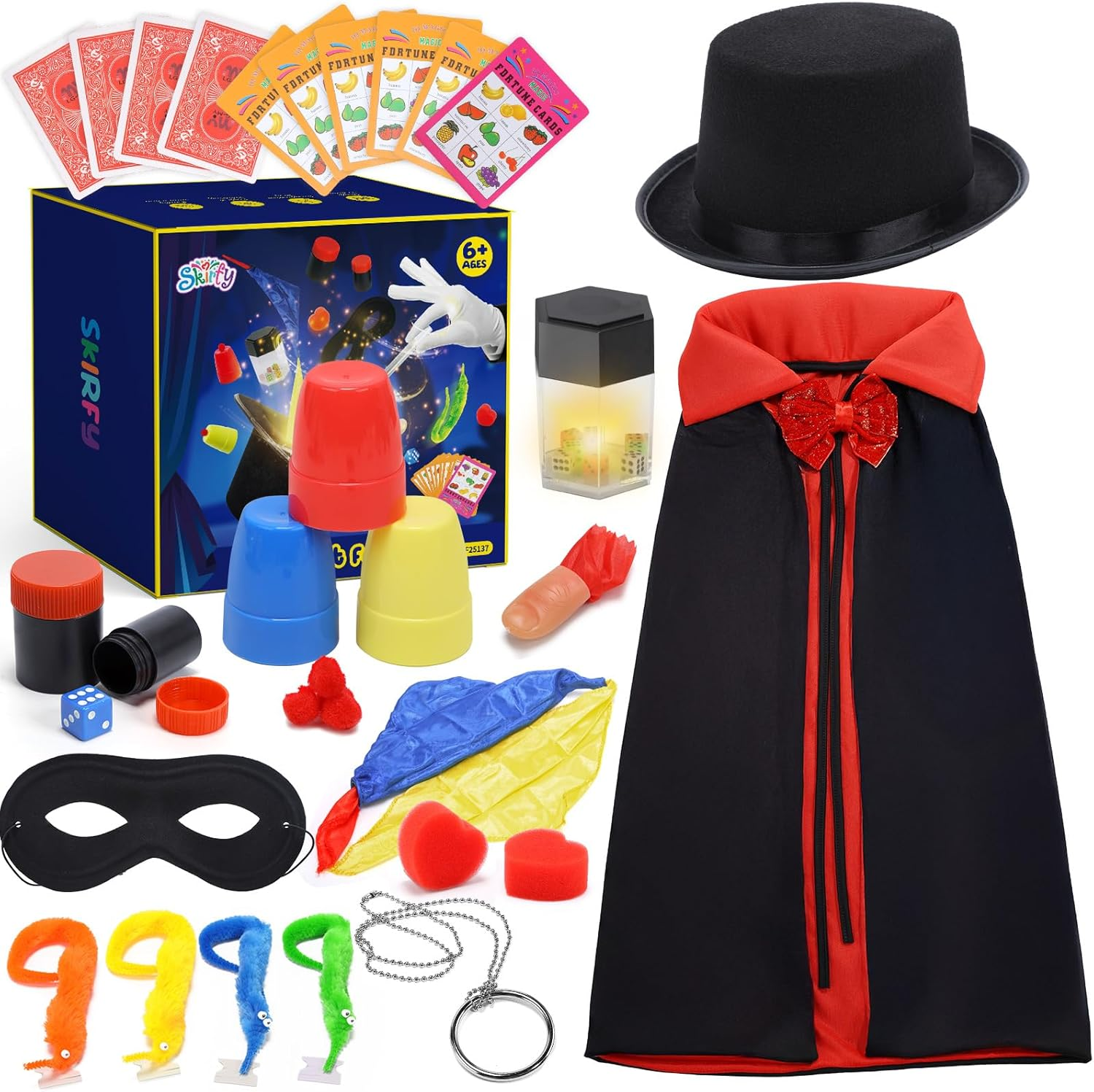 Skirfy Magic Kit,Magician Costume for Pretend Play, Magic Tricks for Kids Age 6-8, Magic Set for Beginners Boys Girls Birthday Gift 6 7 8 9 10 11 12 image number 1